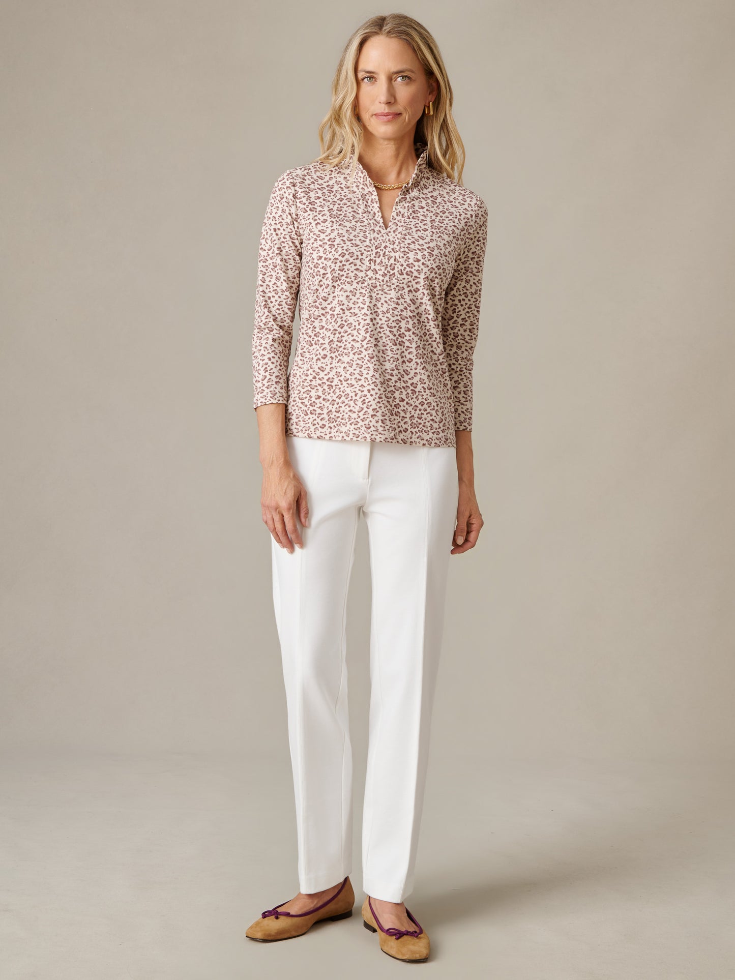 Kate Ruffle Top in Cub Print