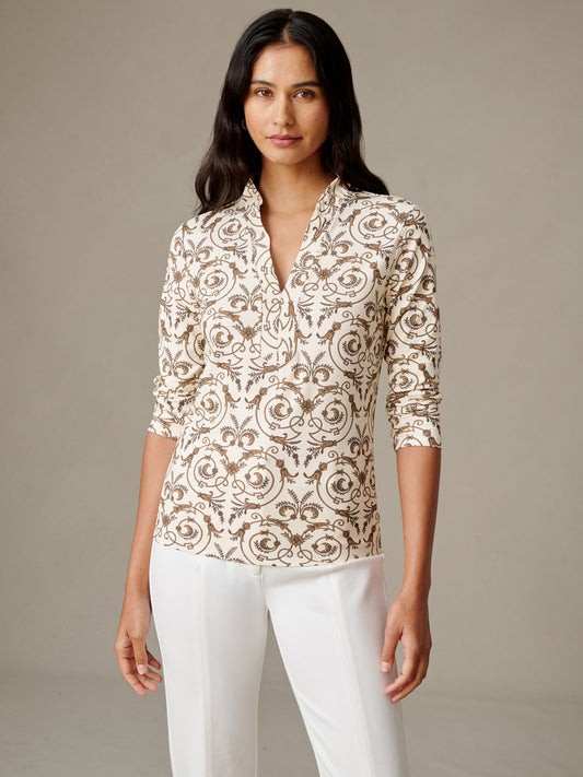 Kate Ruffle Top in Noble Crest
