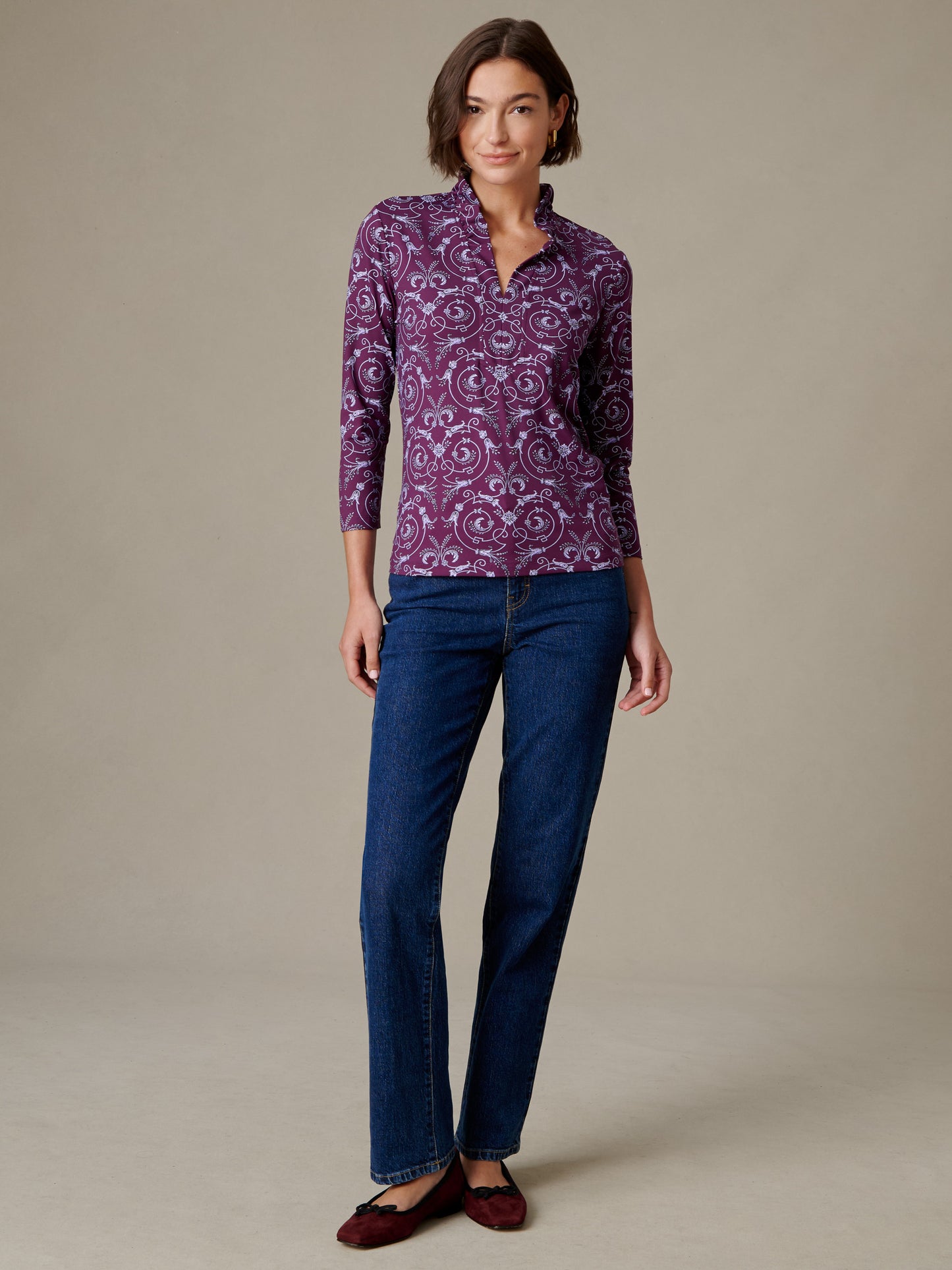 Kate Ruffle Top in Noble Crest