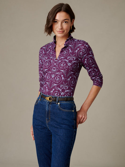 Kate Ruffle Top in Noble Crest