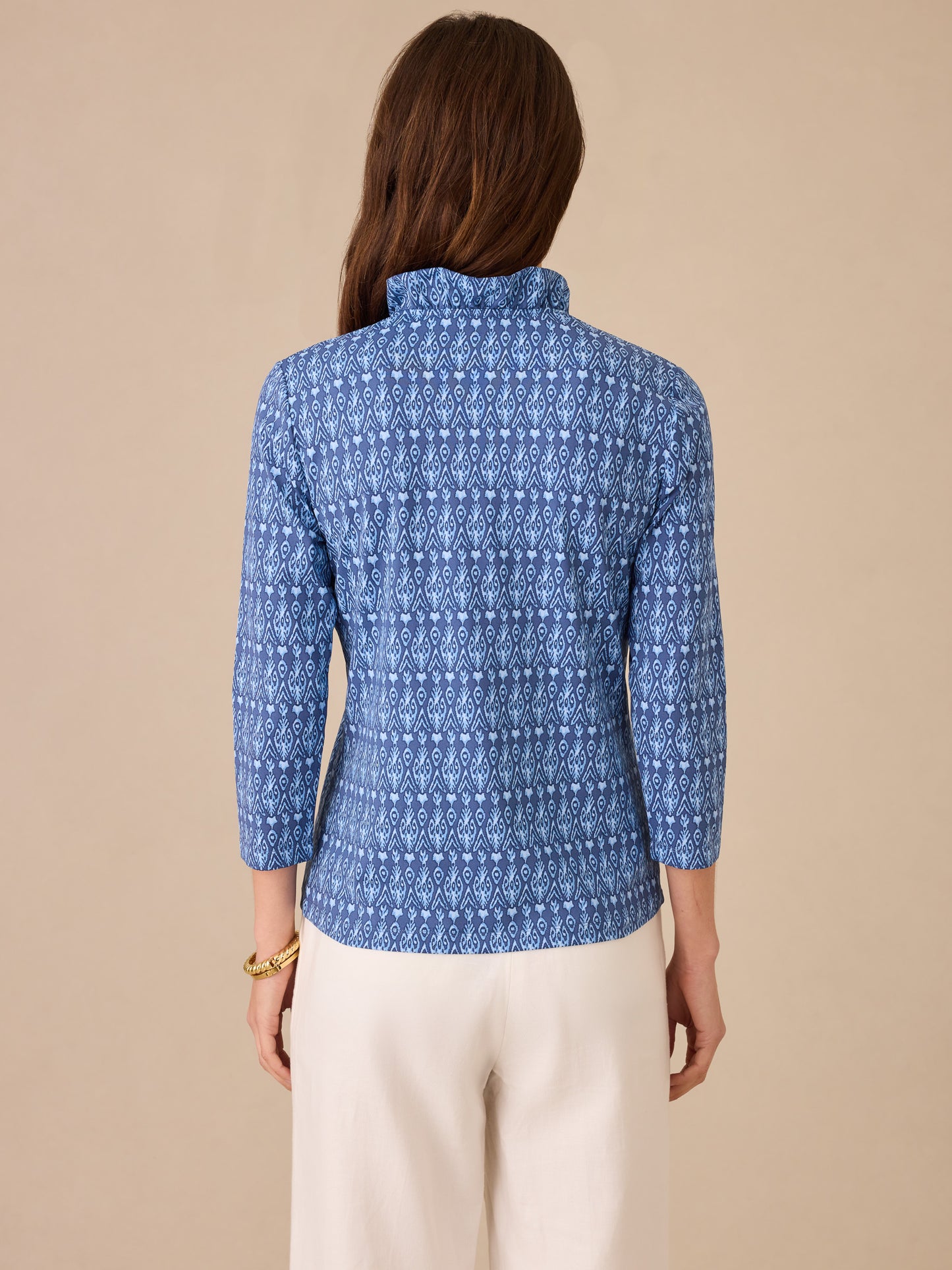 Kate Ruffle Top in Neo Jewel Ikat
