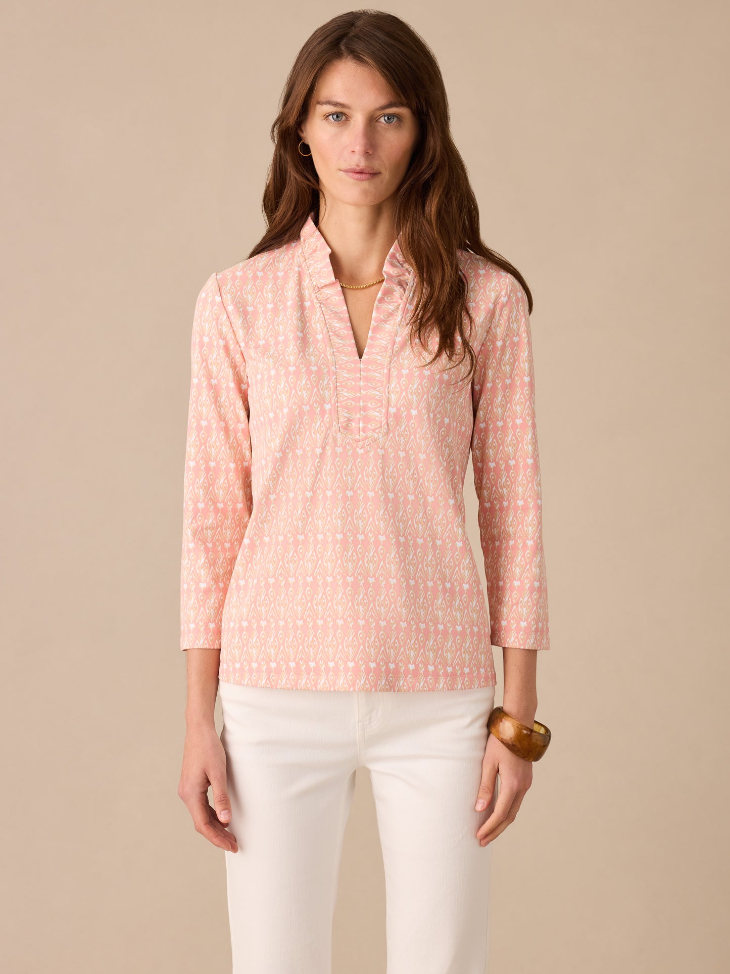 Kate Ruffle Top in Neo Jewel Ikat
