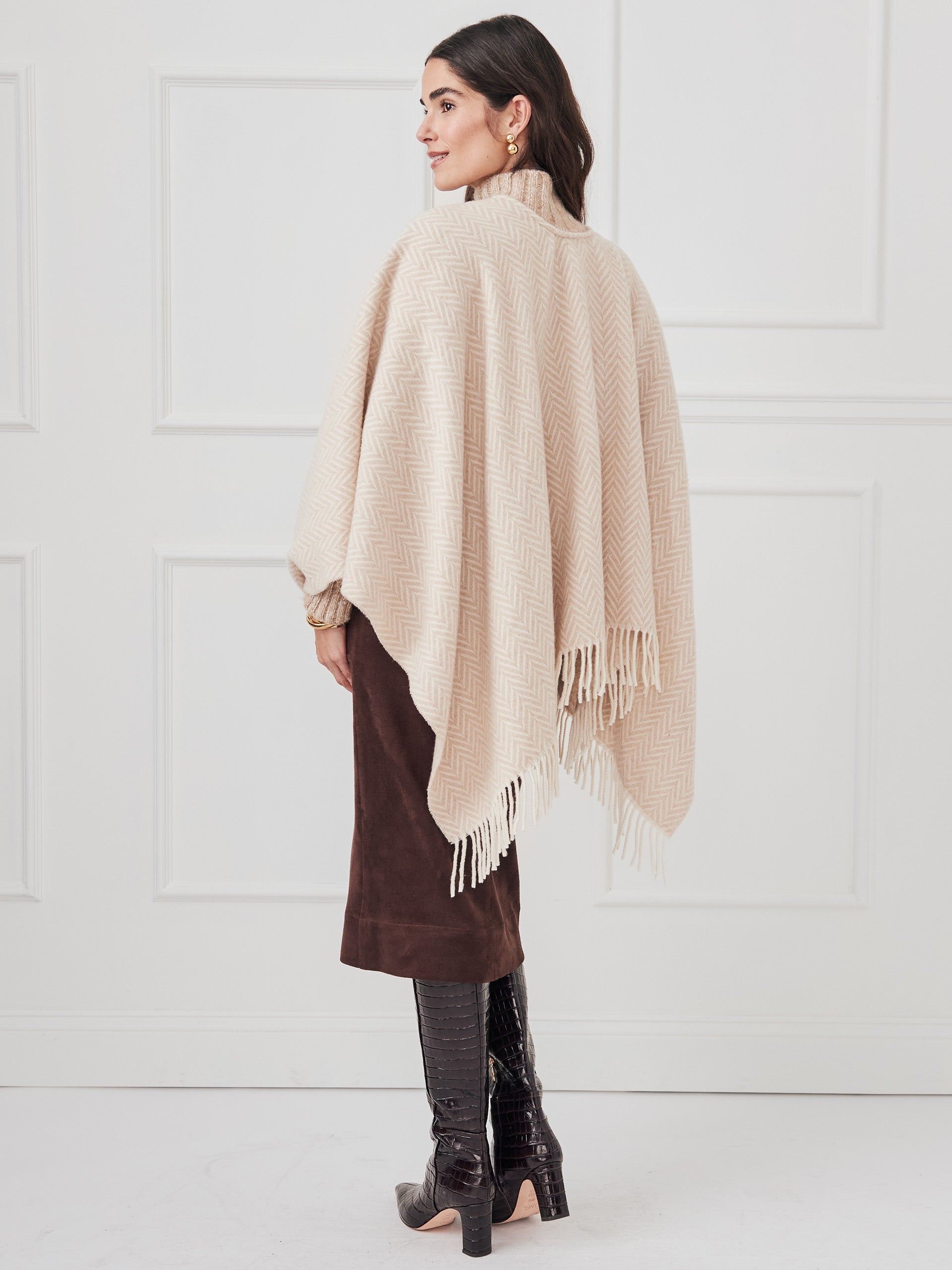 J.McLaughlin Venus wrap in off white/beige made with wool/cashmere. 