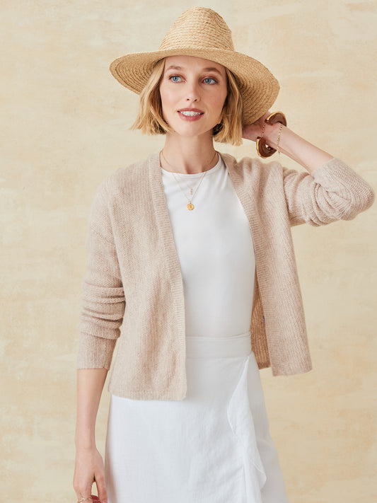 J.McLaughlin Kavi sweater in heather oatmeal made with cashmere.