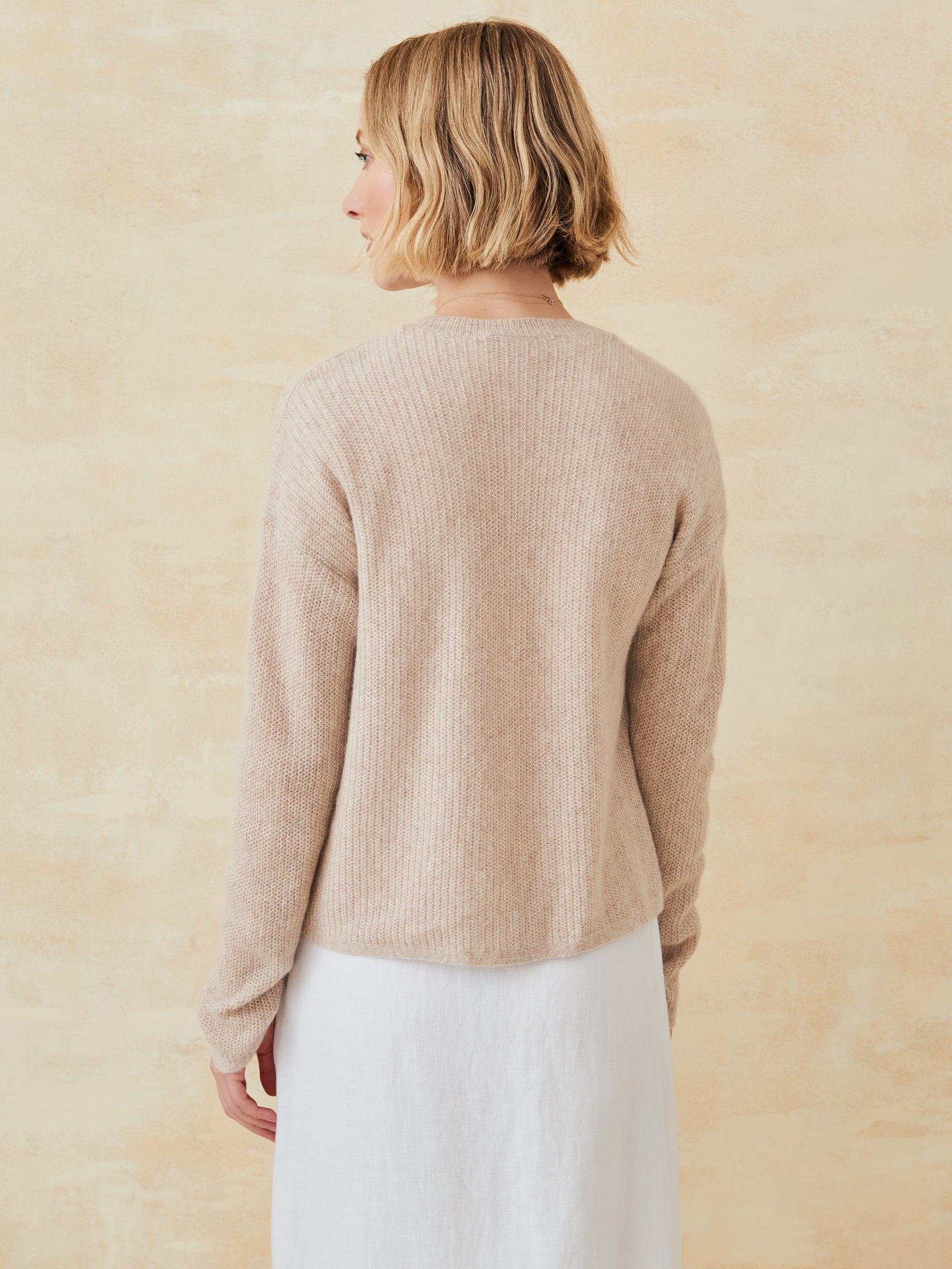 J.McLaughlin Kavi sweater in heather oatmeal made with cashmere.