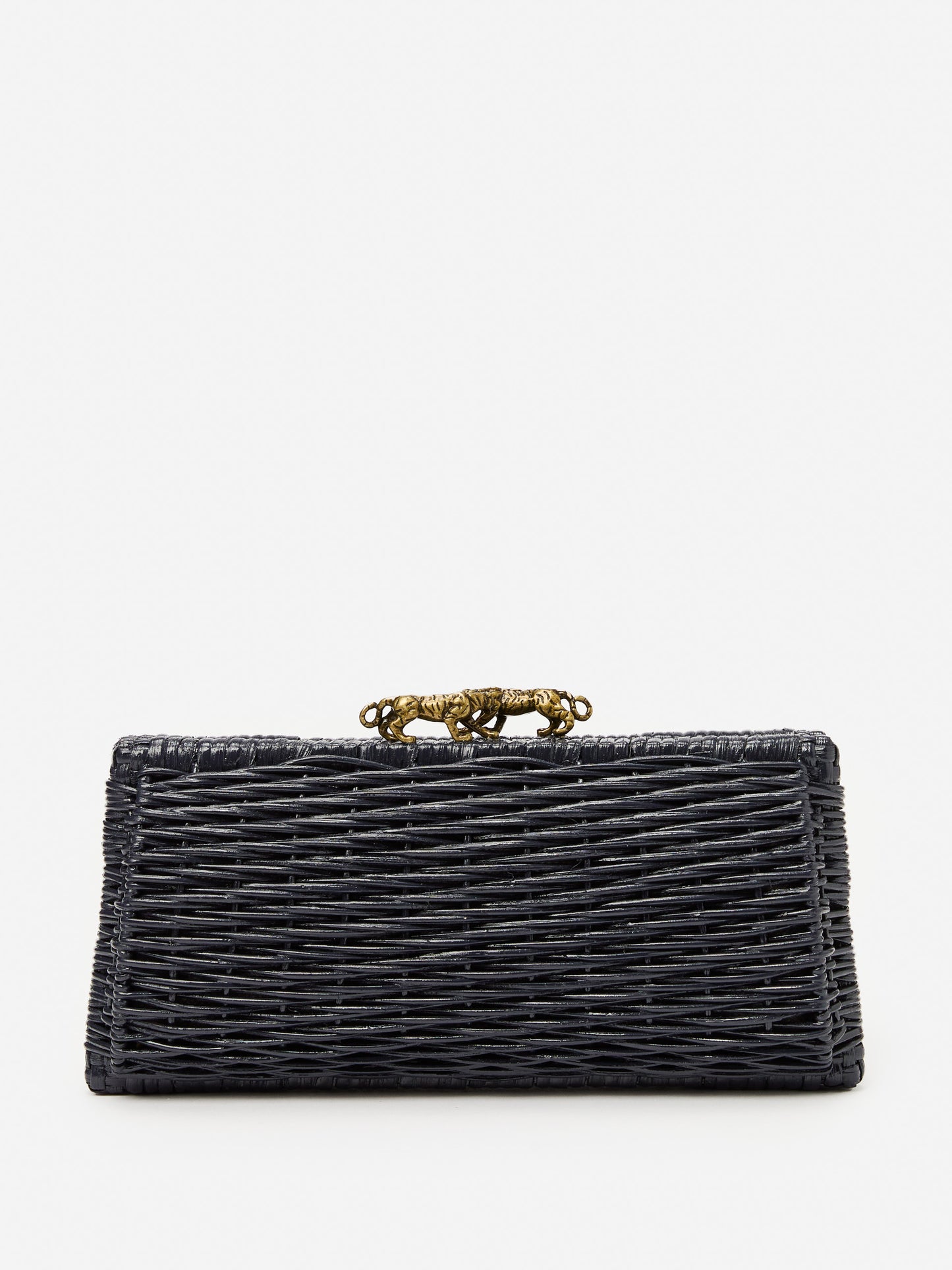 J.McLaughlin Keaton clutch in navy made with wicker.