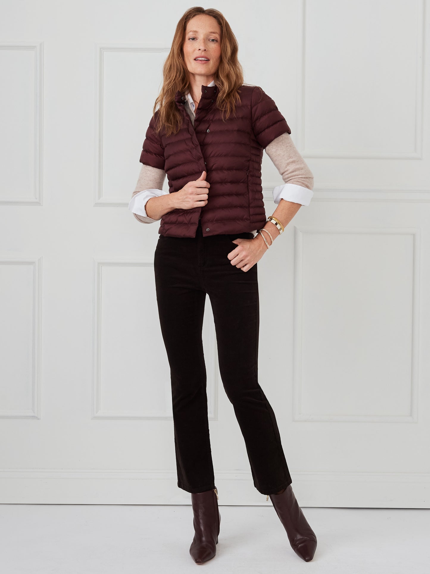 J.McLaughlin Kennedy jacket in wine made with nylon. 