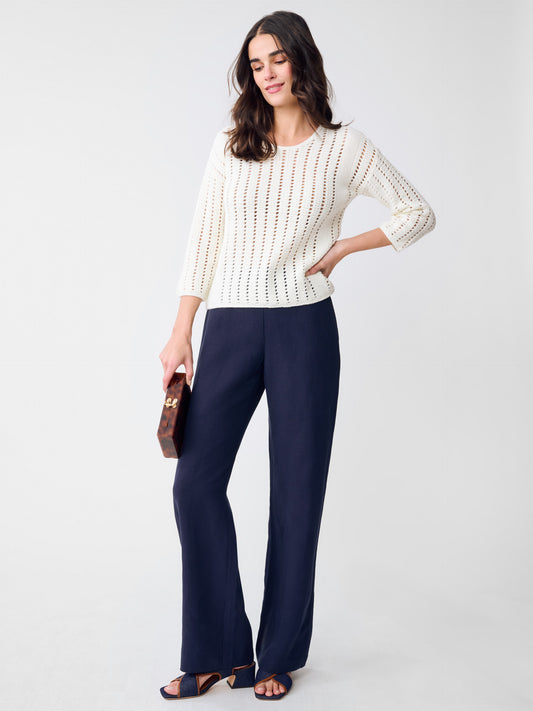 J.McLaughlin Kilian pants in Navy made with Linen. 