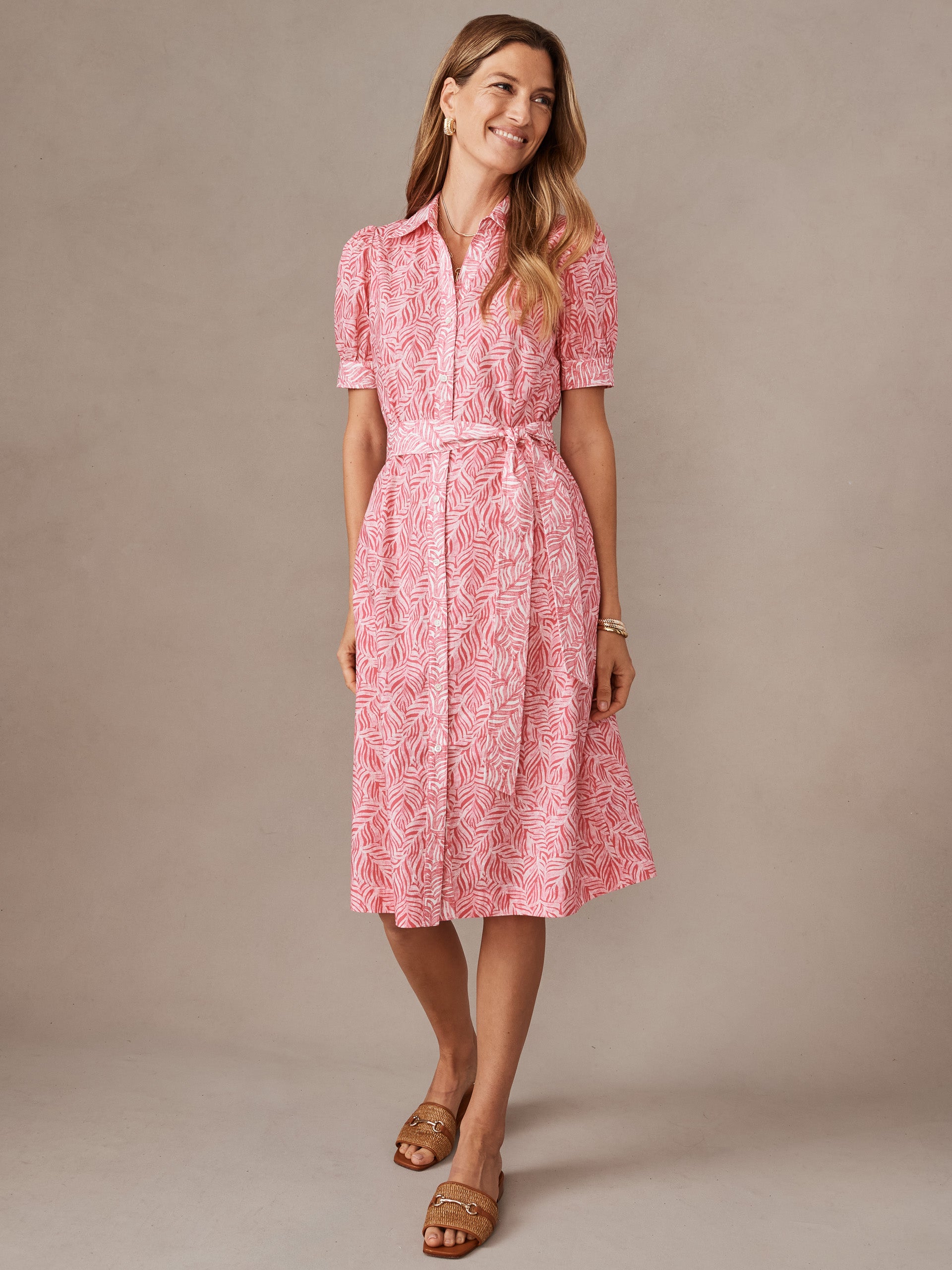 J.mcLaughlin Kirby dress in rose/white made with cotton and tencel.