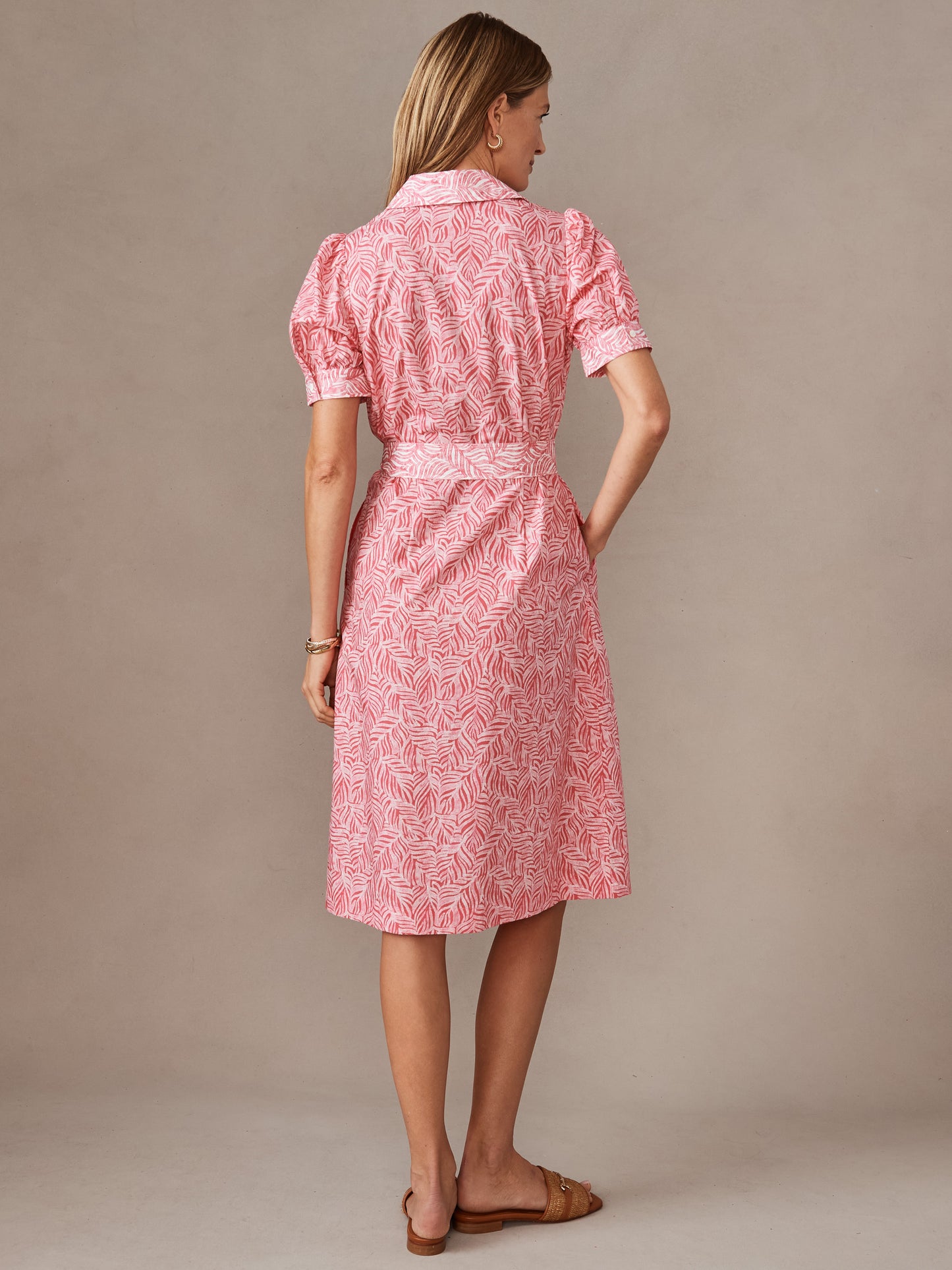 J.mcLaughlin Kirby dress in rose/white made with cotton and tencel.
