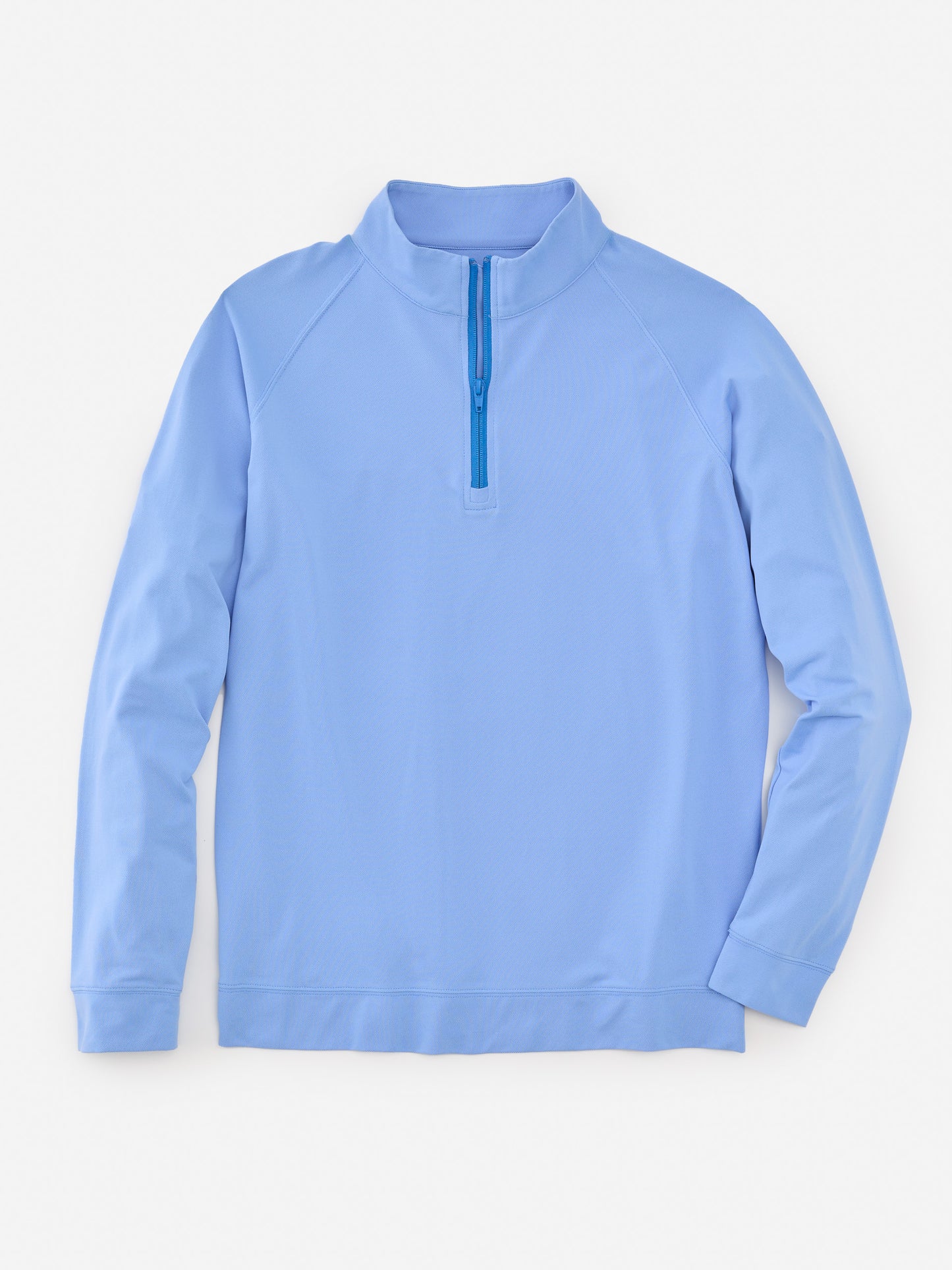 J.McLaughlin Kosta performance 1/2 zip in periwinkle made with polyester/spandex.