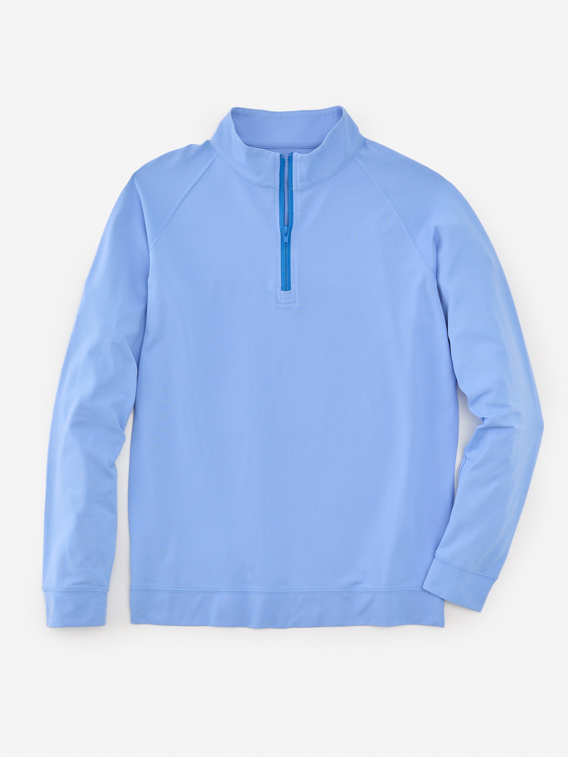 J.McLaughlin Kosta performance 1/2 zip in periwinkle made with polyester/spandex.