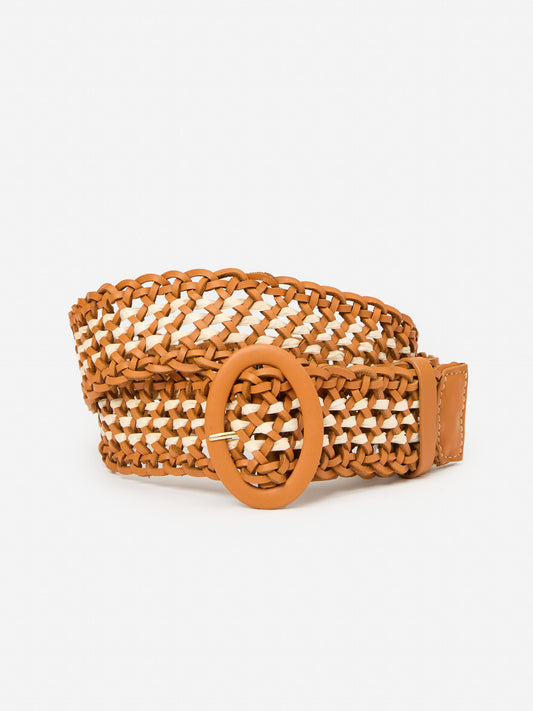 J.McLaughlin Larissa belt in vachetta/off white made with leather.