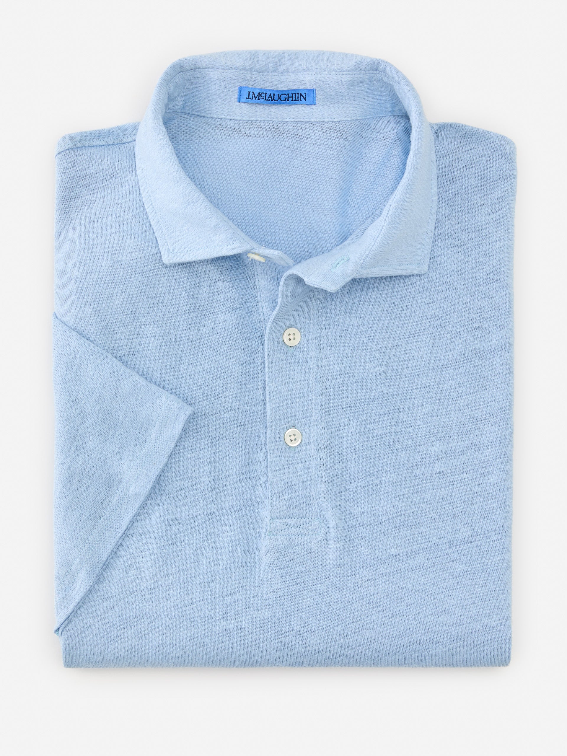 J.McLaughlin Larkspur polo in light blue made with linen.