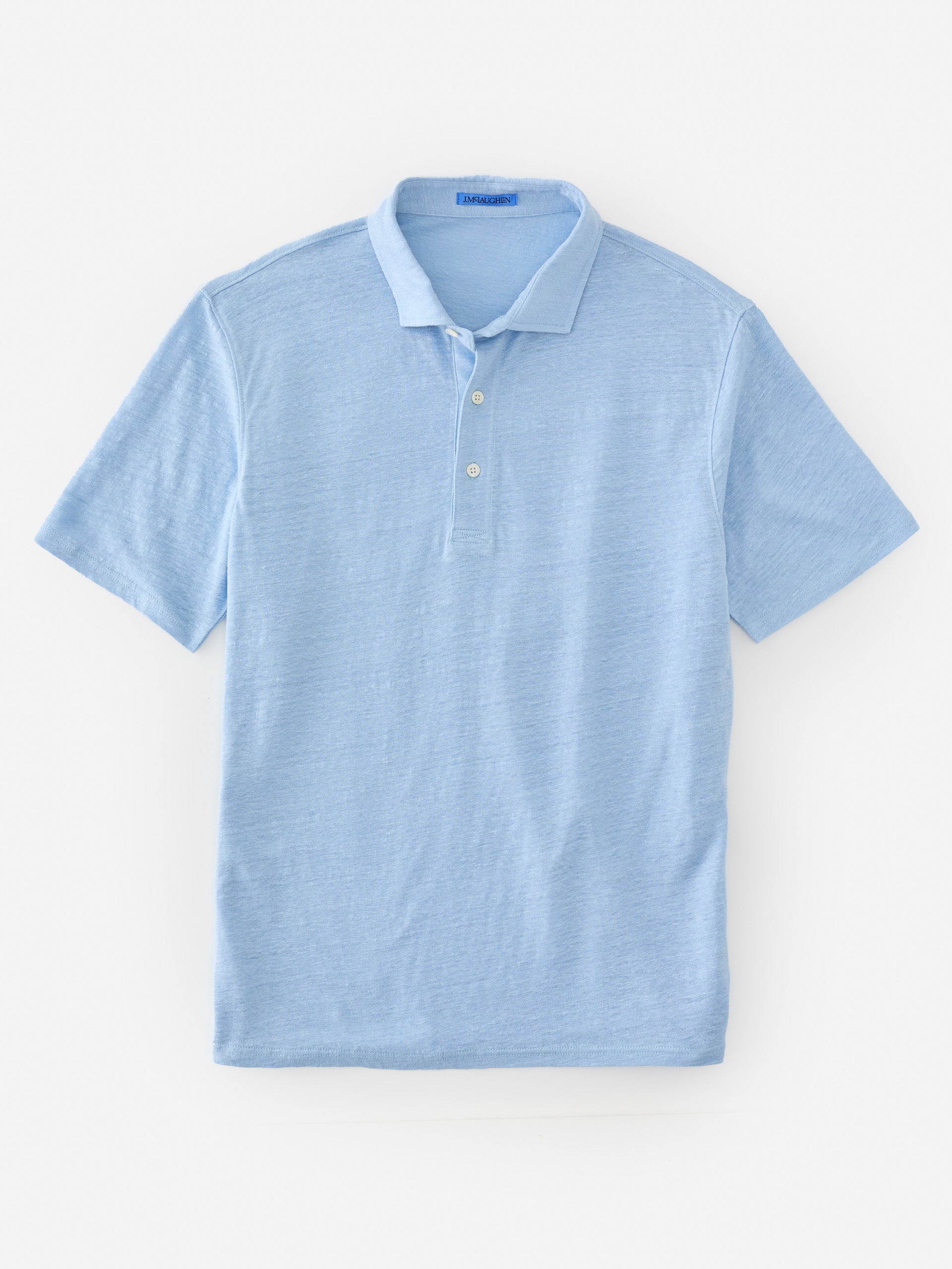 J.McLaughlin Larkspur polo in light blue made with linen.