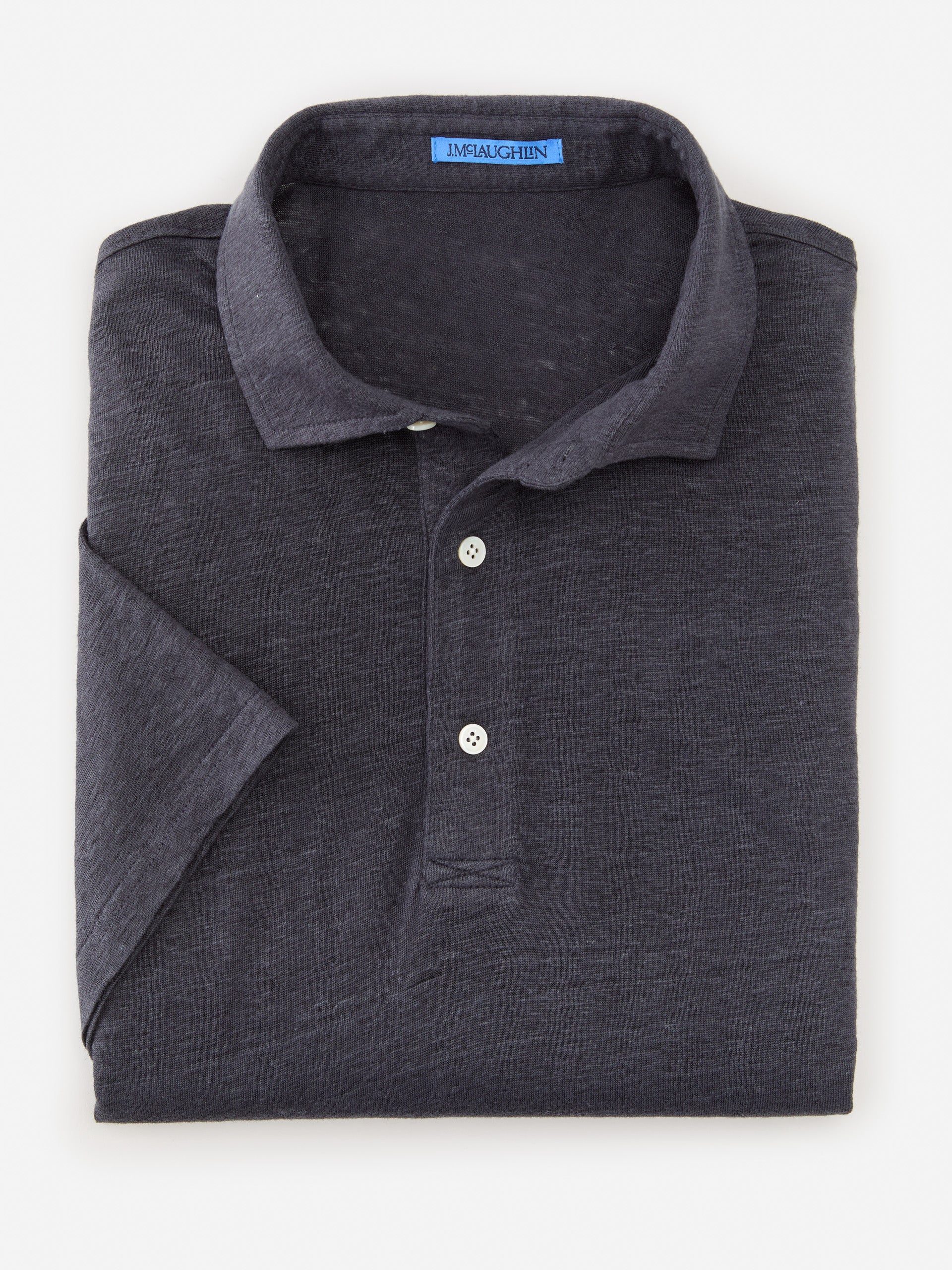 J.McLaughlin Larkspur polo in navy made with linen.