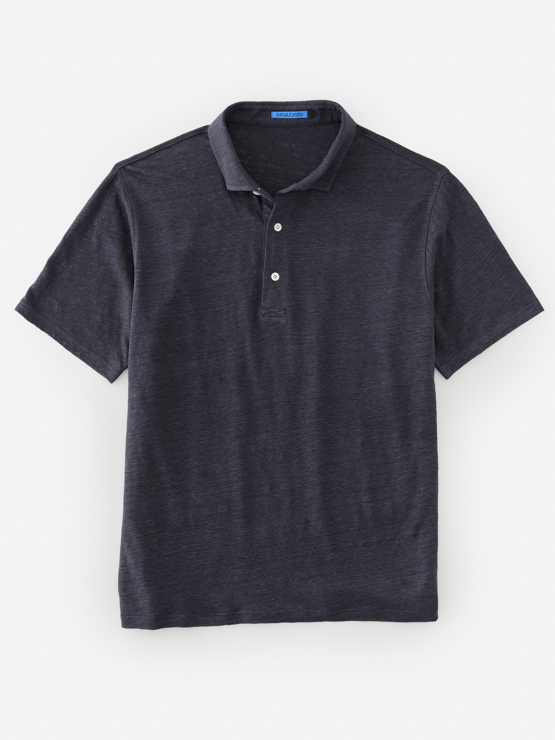 J.McLaughlin Larkspur polo in navy made with linen.