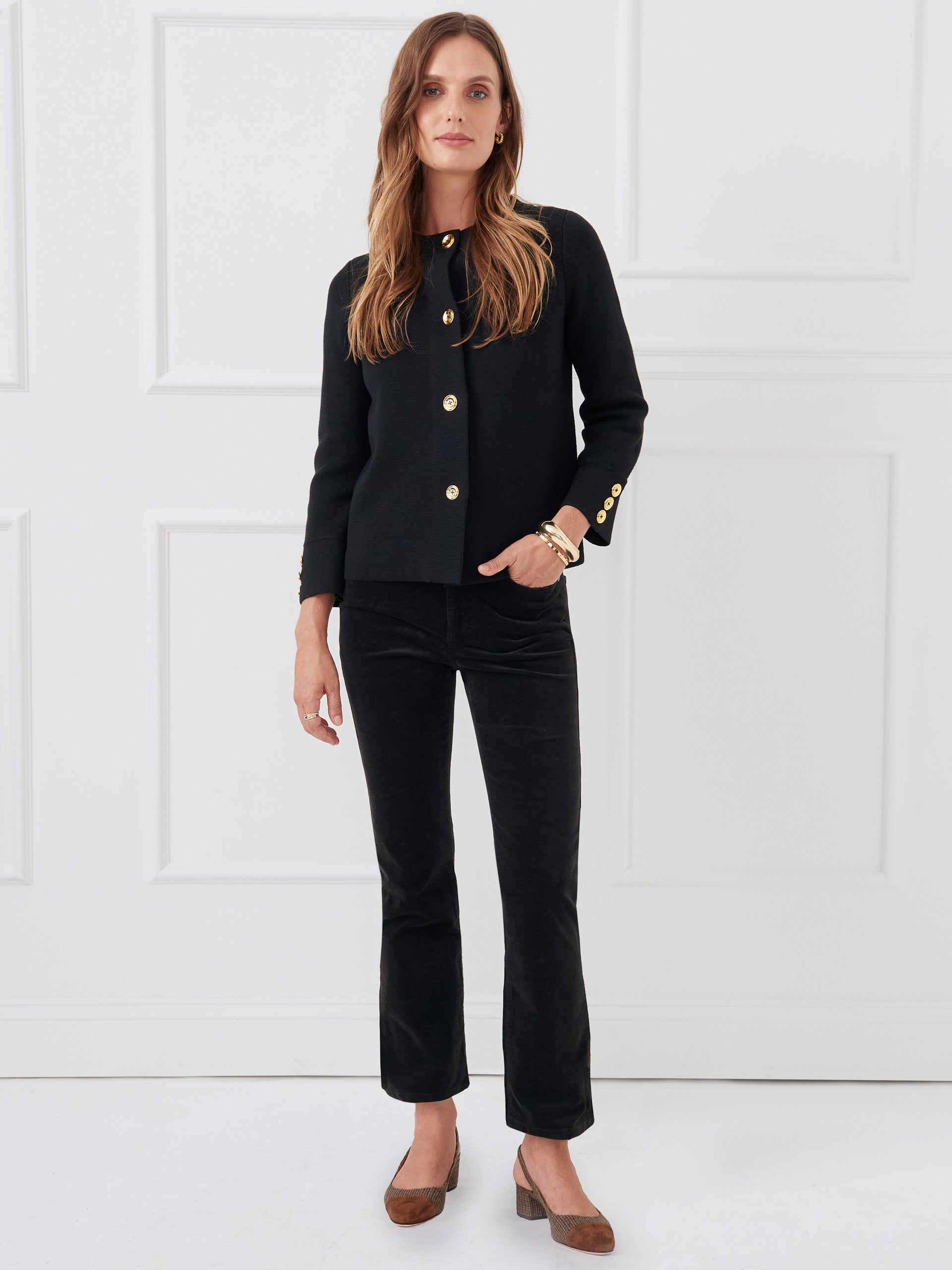 J.McLaughlin Lenni pants in black made with velveteen.