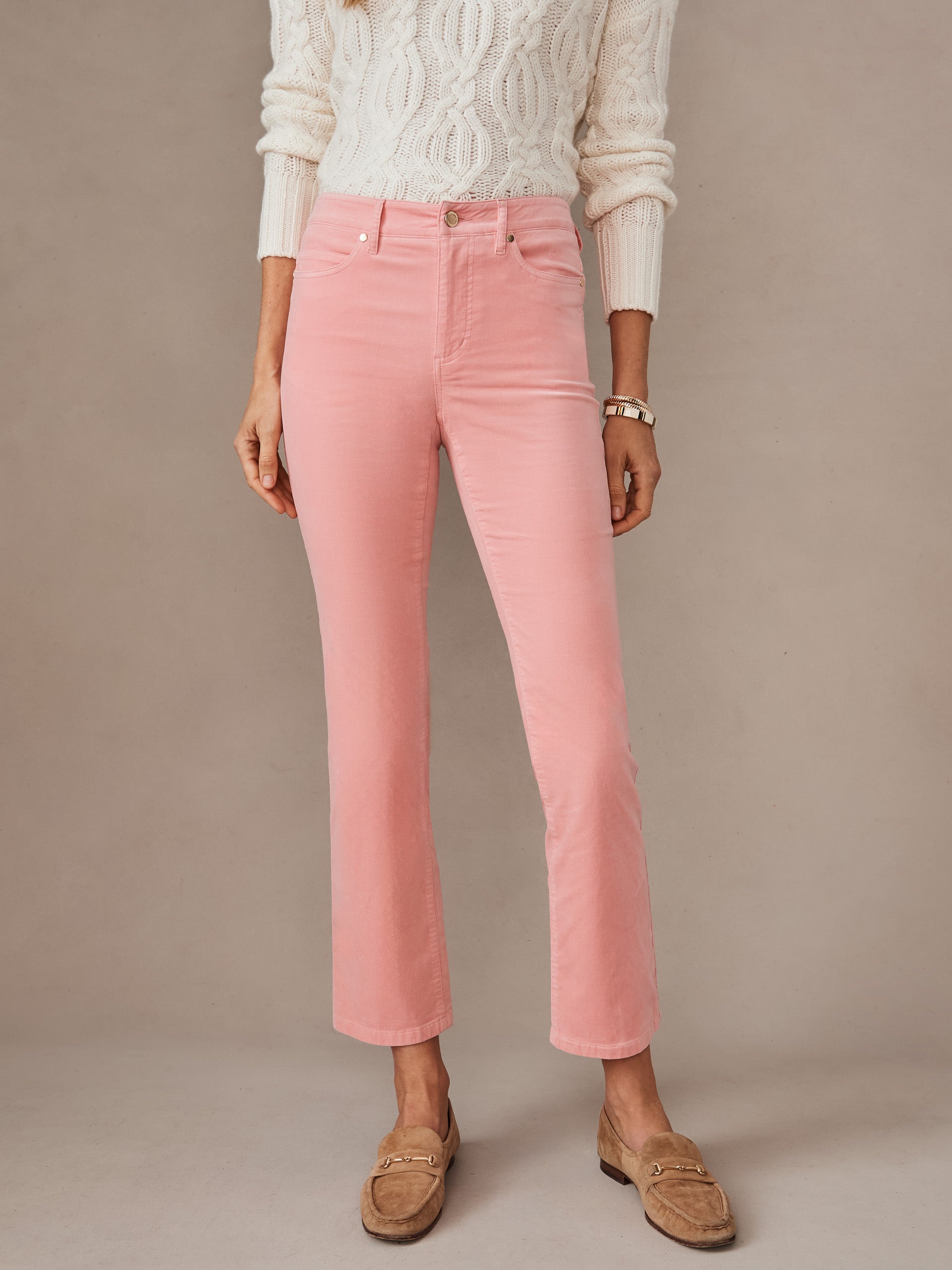 J.McLaughlin Lenni pants in coral made with stretch velveteen. 