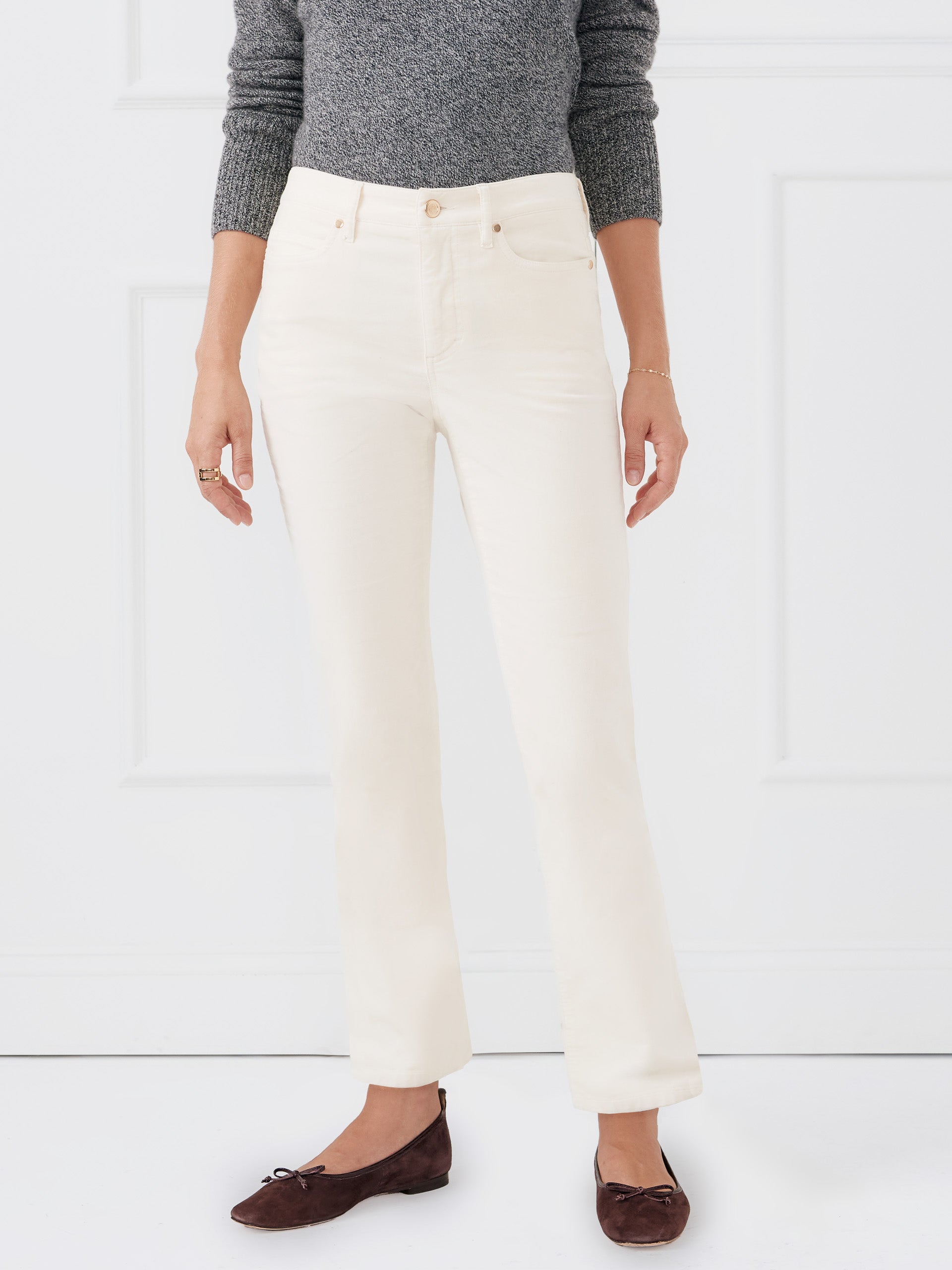 J.McLaughlin Lenni pants in egret white made with velveteen.