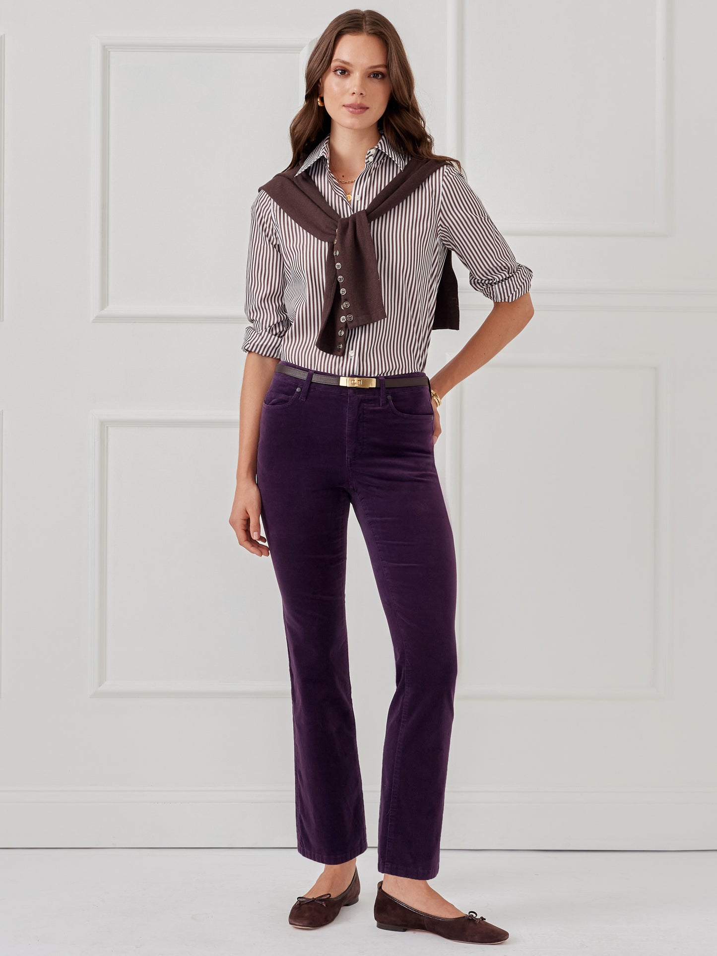 J.McLaughlin lenni pants in jewel purple in velvet.