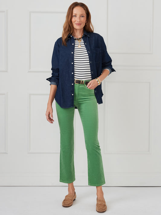 J.McLaughlin Lenni pants in sea green made with stretch velveteen. 