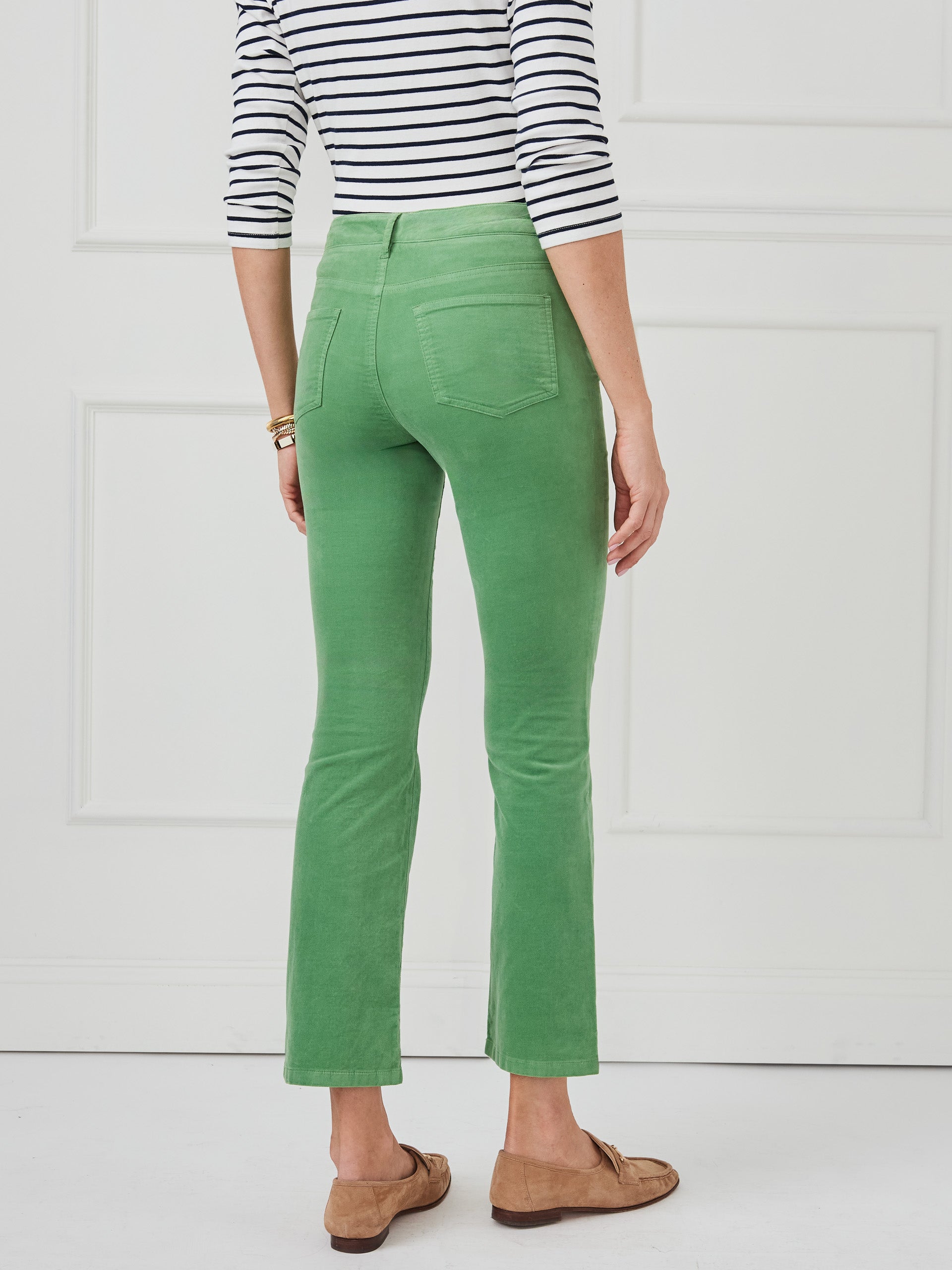 J.McLaughlin Lenni pants in sea green made with stretch velveteen. 