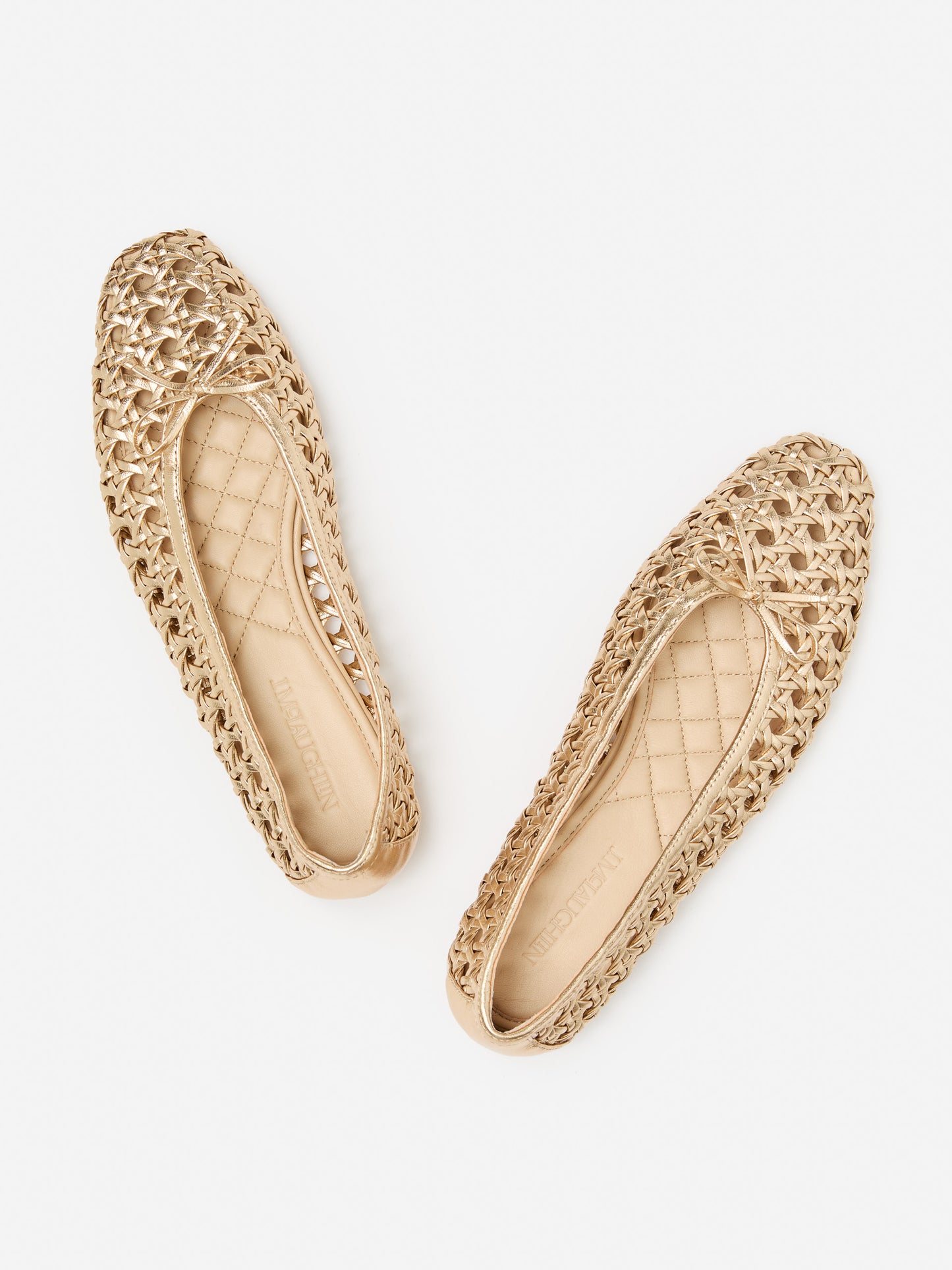 J.McLaughlin Leonor flats in gold made with leather.