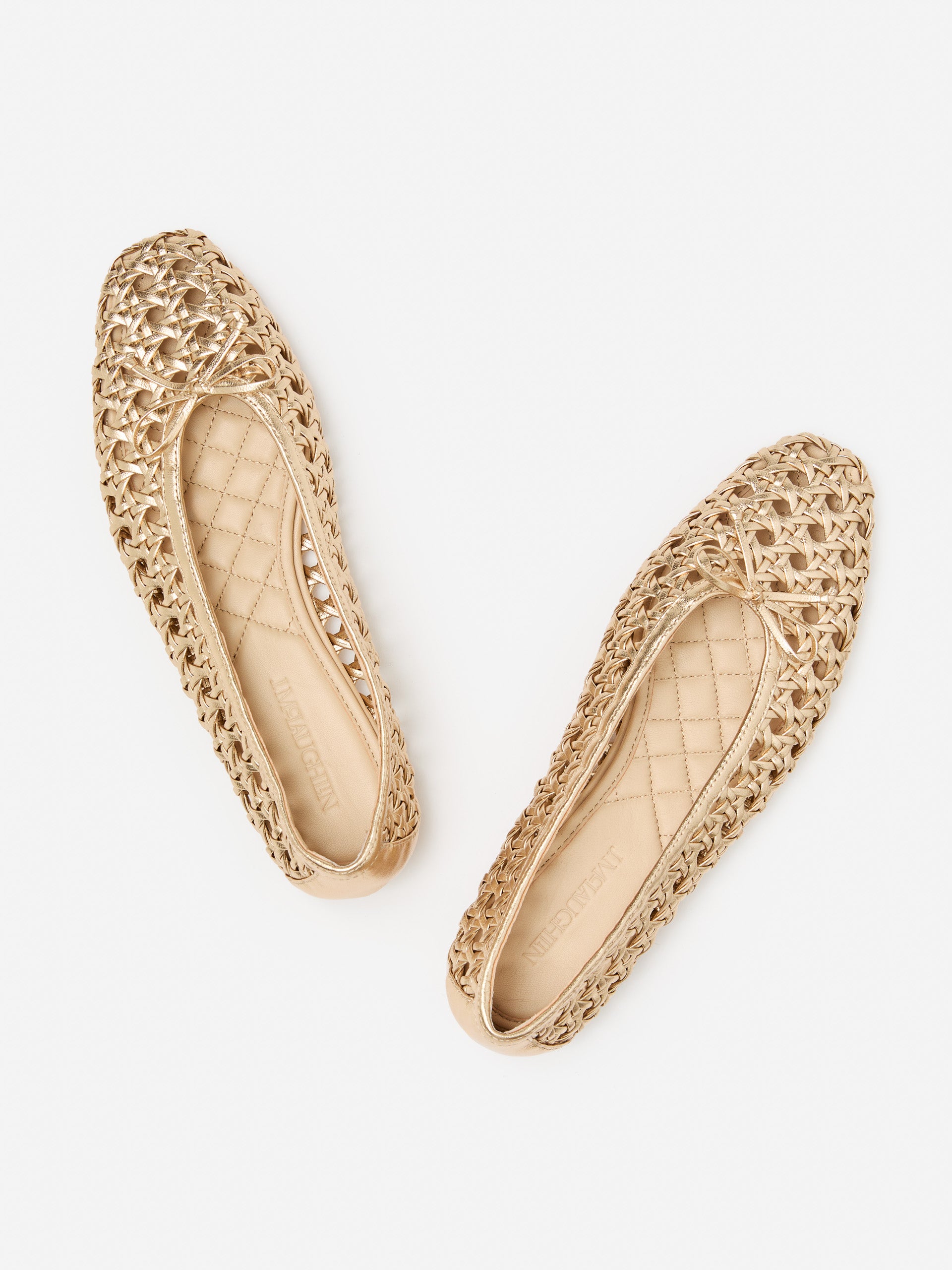 J.McLaughlin Leonor flats in gold made with leather.