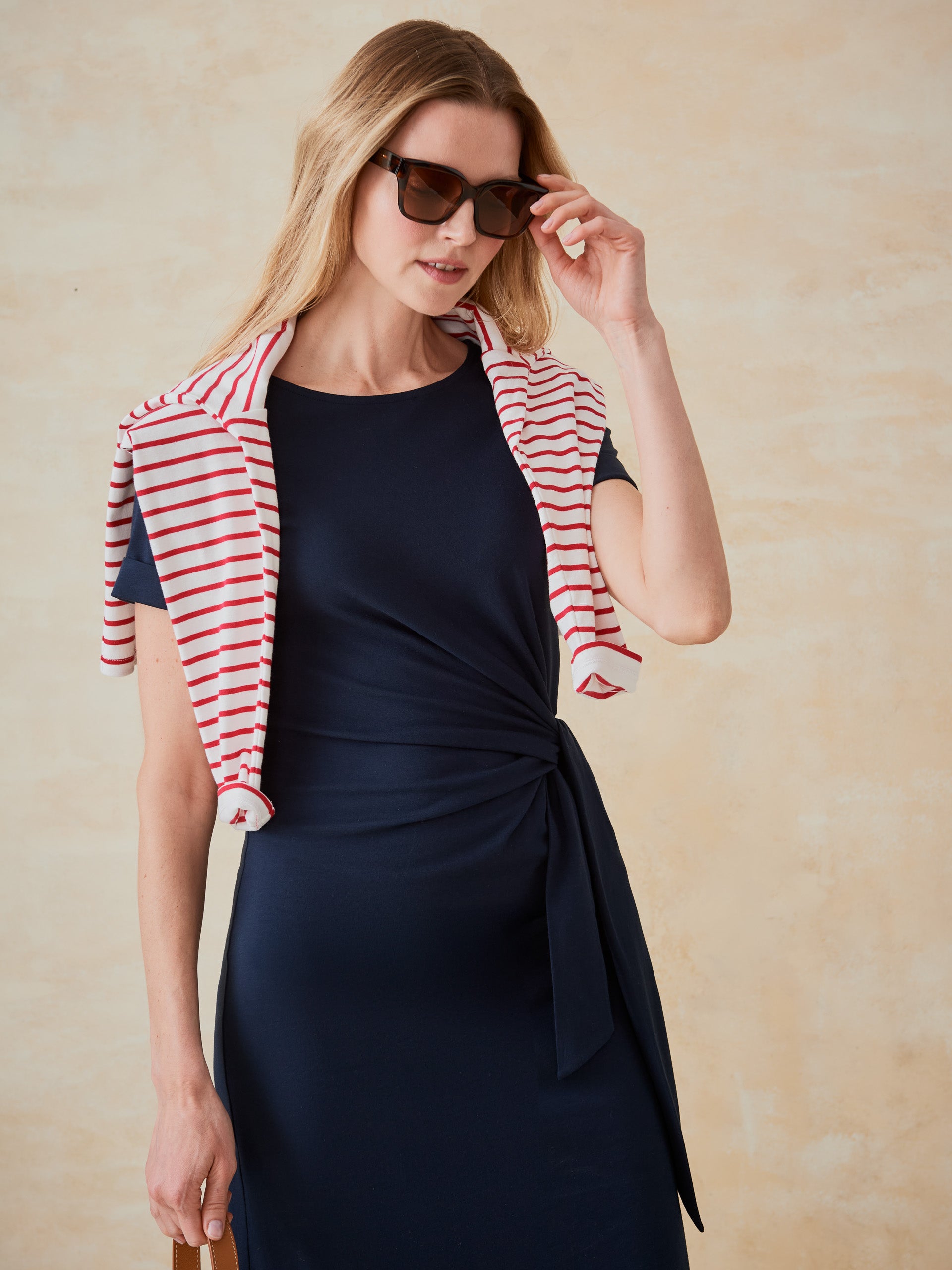 J.McLaughlin Leonora dress in navy made with cotton. 