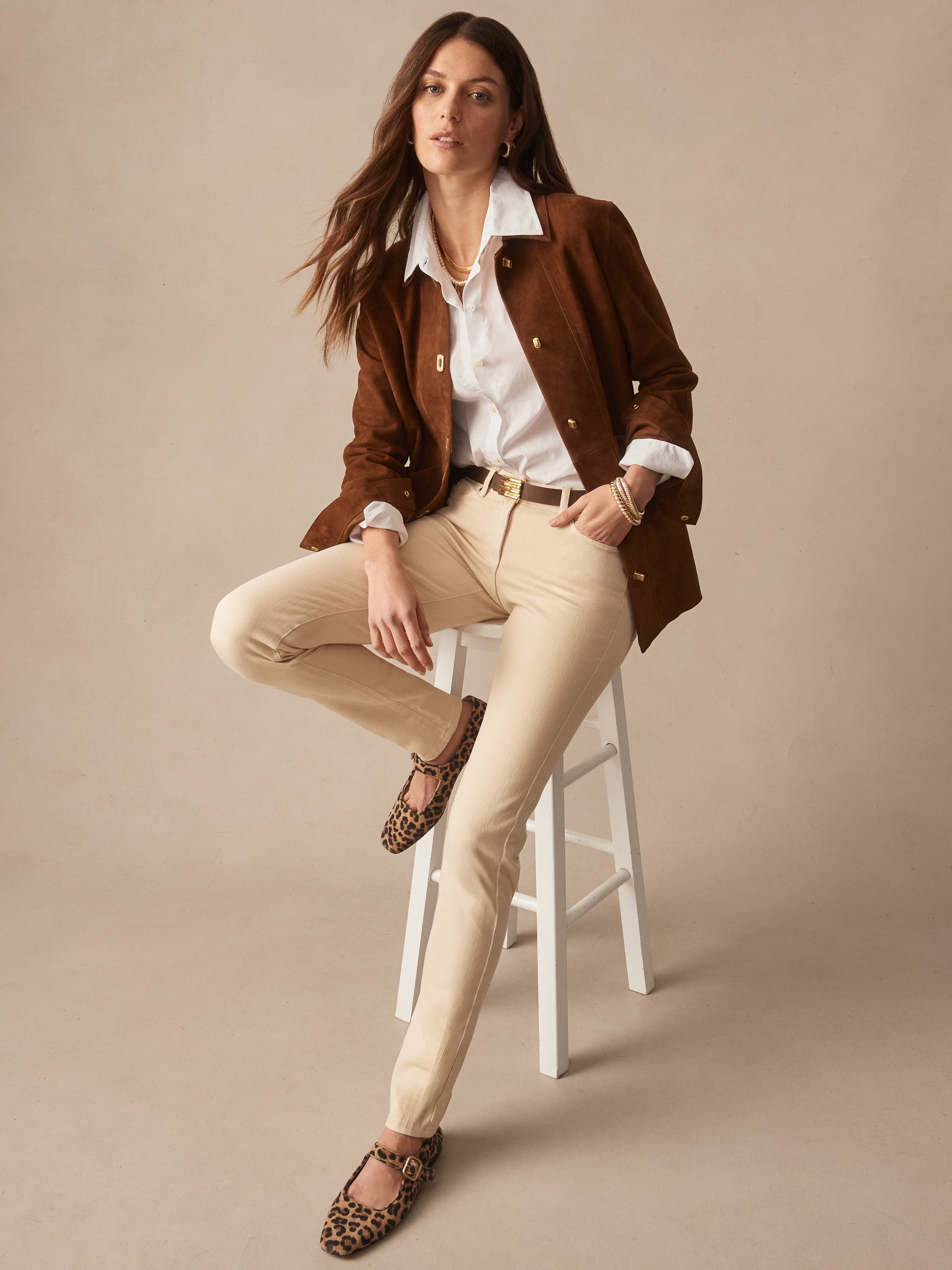  J.McLaughlin Lexi jeans in raw beige made with woven denim.