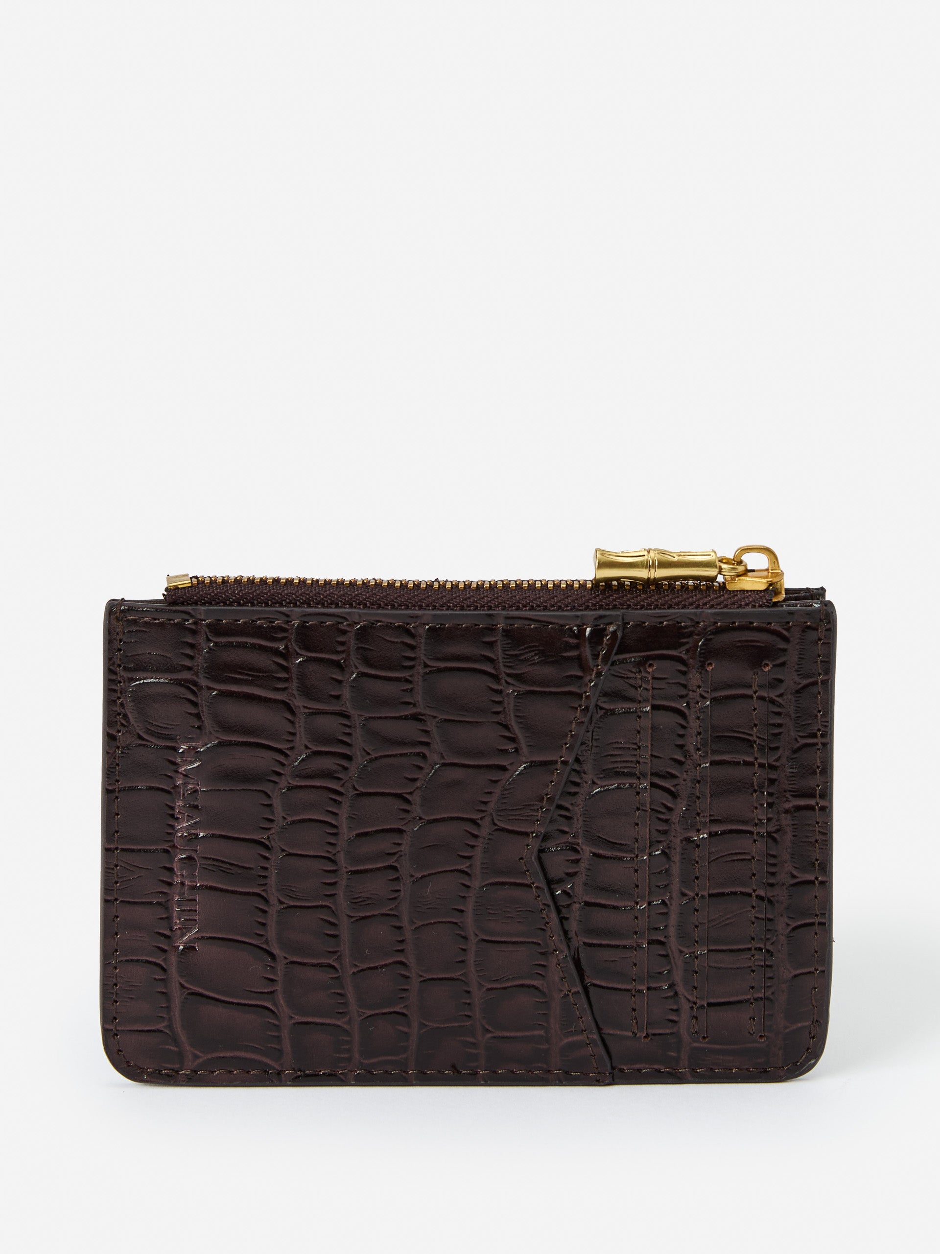 J.McLaughlin Libi wallet in dark brown made with crocodile. 
