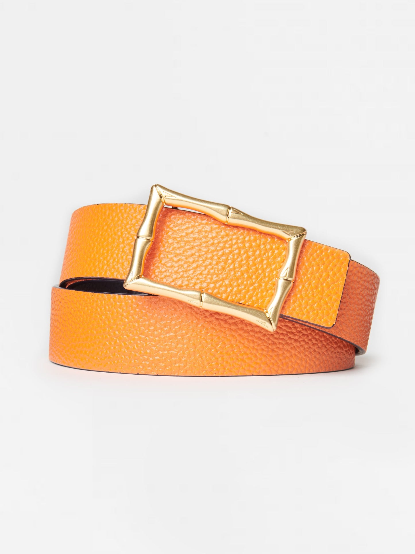 J.McLaughlin Lina Reversible Leather Belt in navy/orange made with leather fabric.