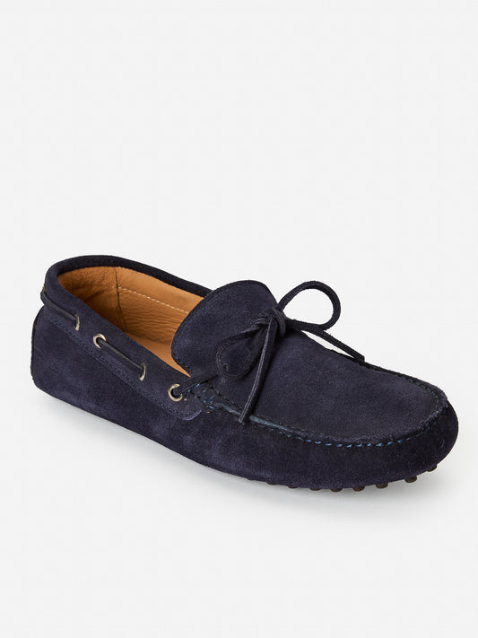 J.McLaughlin Linus driving moccasins in navy made with suede.