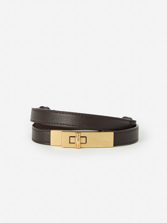 J.McLaughlin Liv belt in dark brown made with leather. 