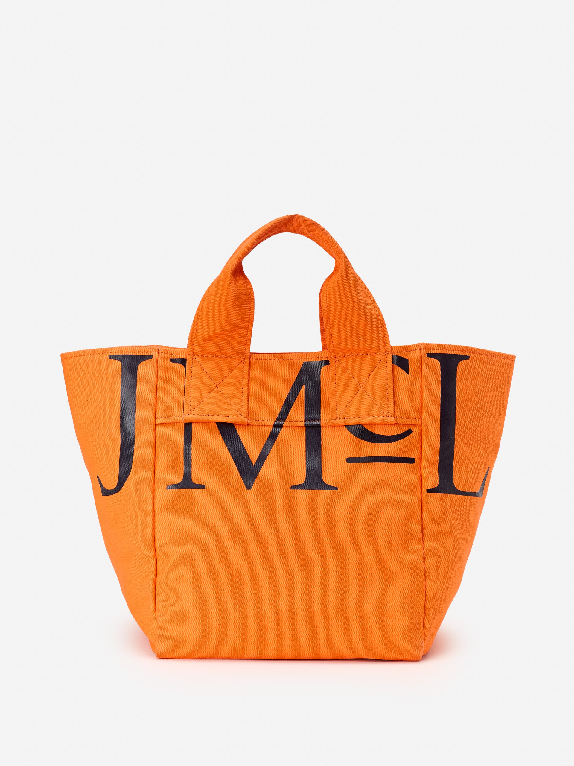 J.McLaughlin Logo tote in orange made with canvas fabric.