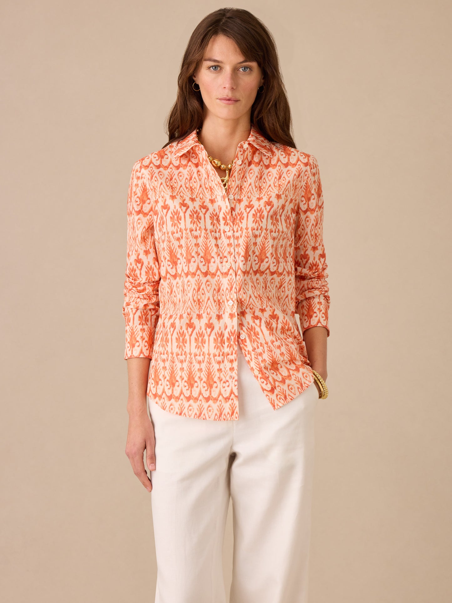 Lois Shirt in Mini Jewel Ikat Bold