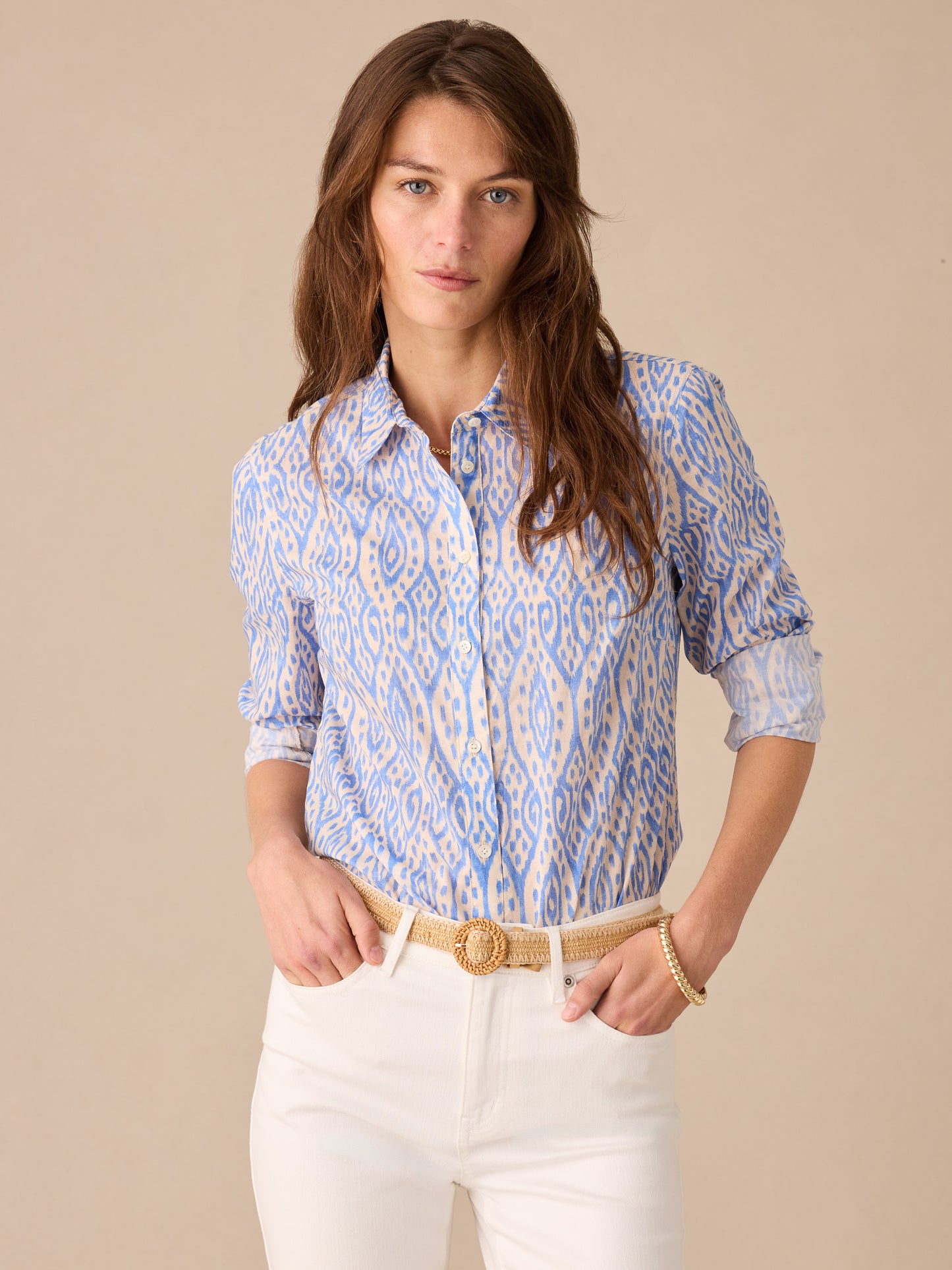 Lois Shirt in Midi Seagrass Ikat