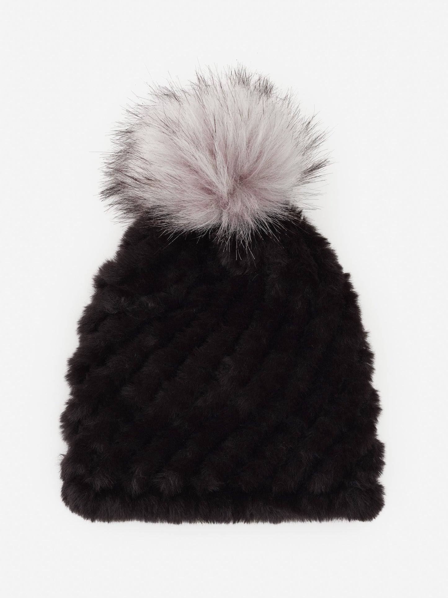 J.McLaughlin Loulou hat in black/grey made with faux fur.