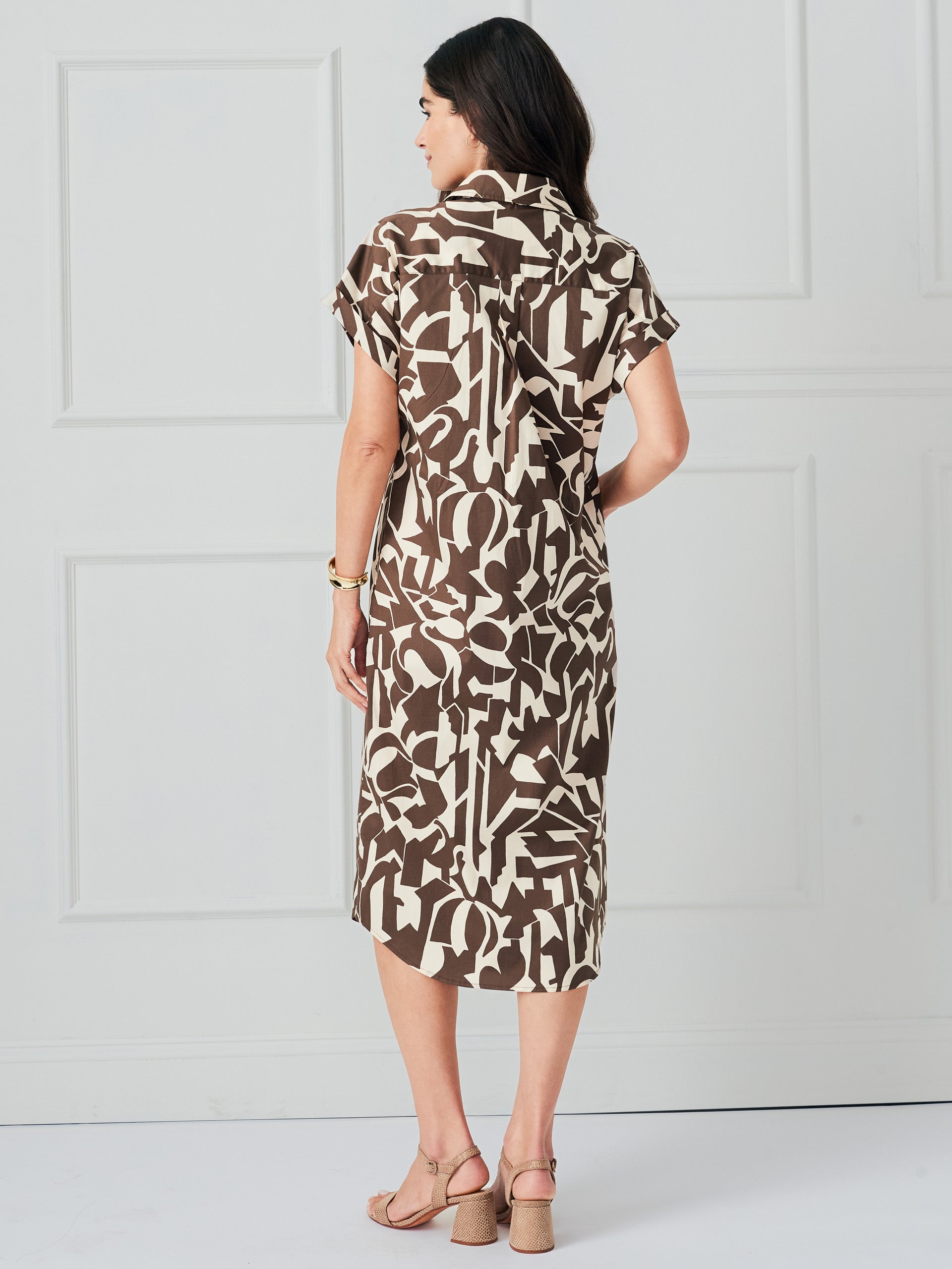 J.McLaughlin Luciana Dress in brown/vanilla made with cotton. 