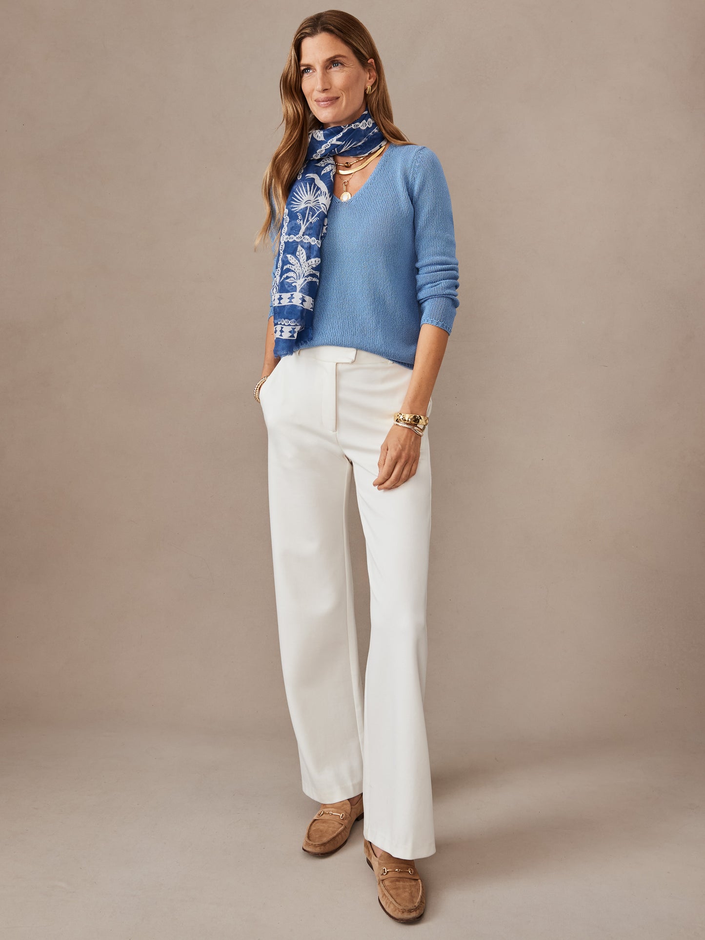 J.McLaughlin Ludlow sweater in ash blue made with cotton/polyester.