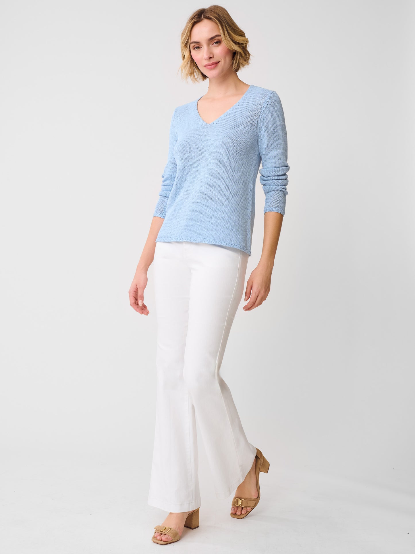 J.McLaughlin Ludlow sweater in light blue made with cotton. 