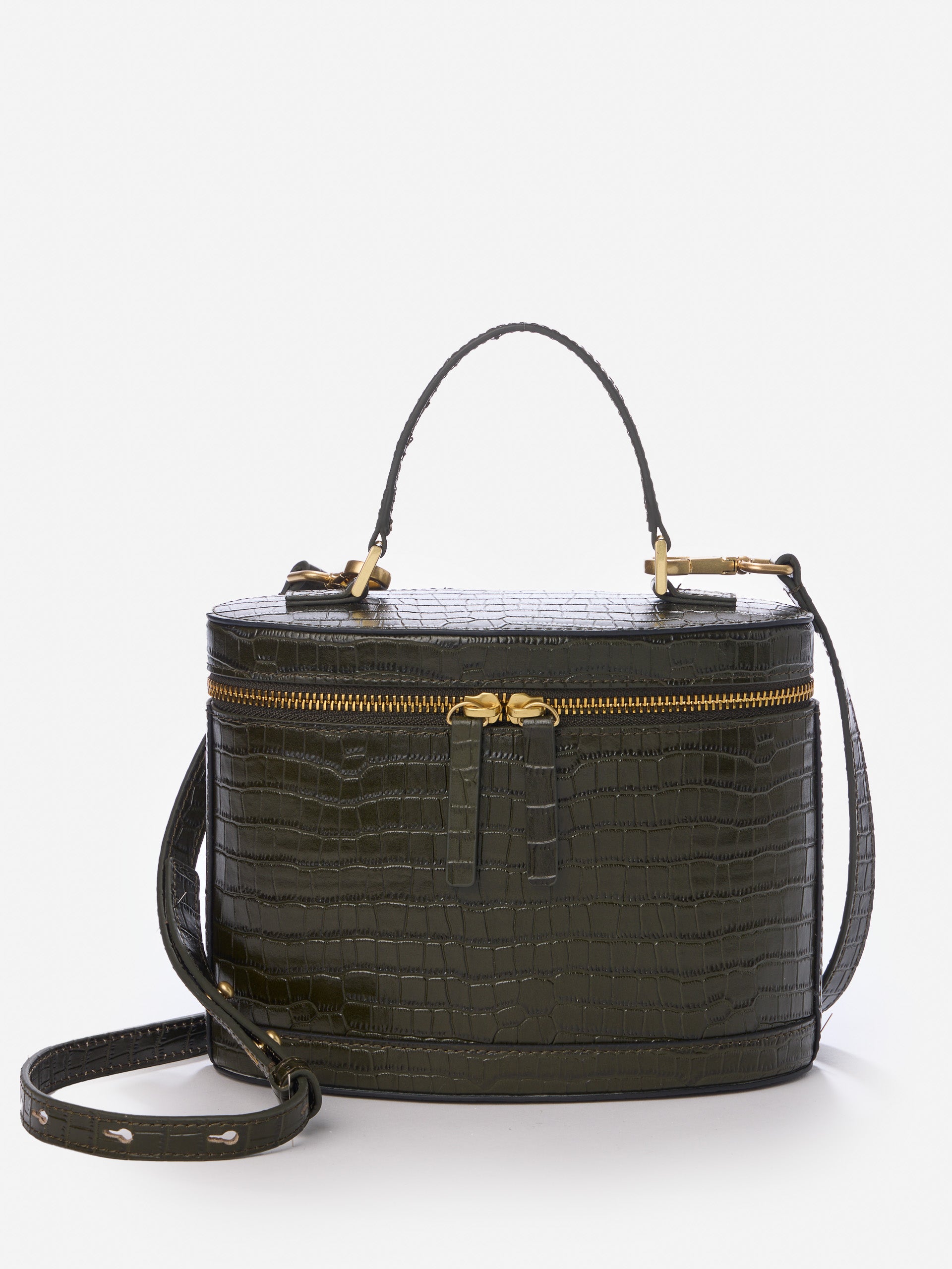 J.McLaughlin Lyla bucket bag in olive made with leather.