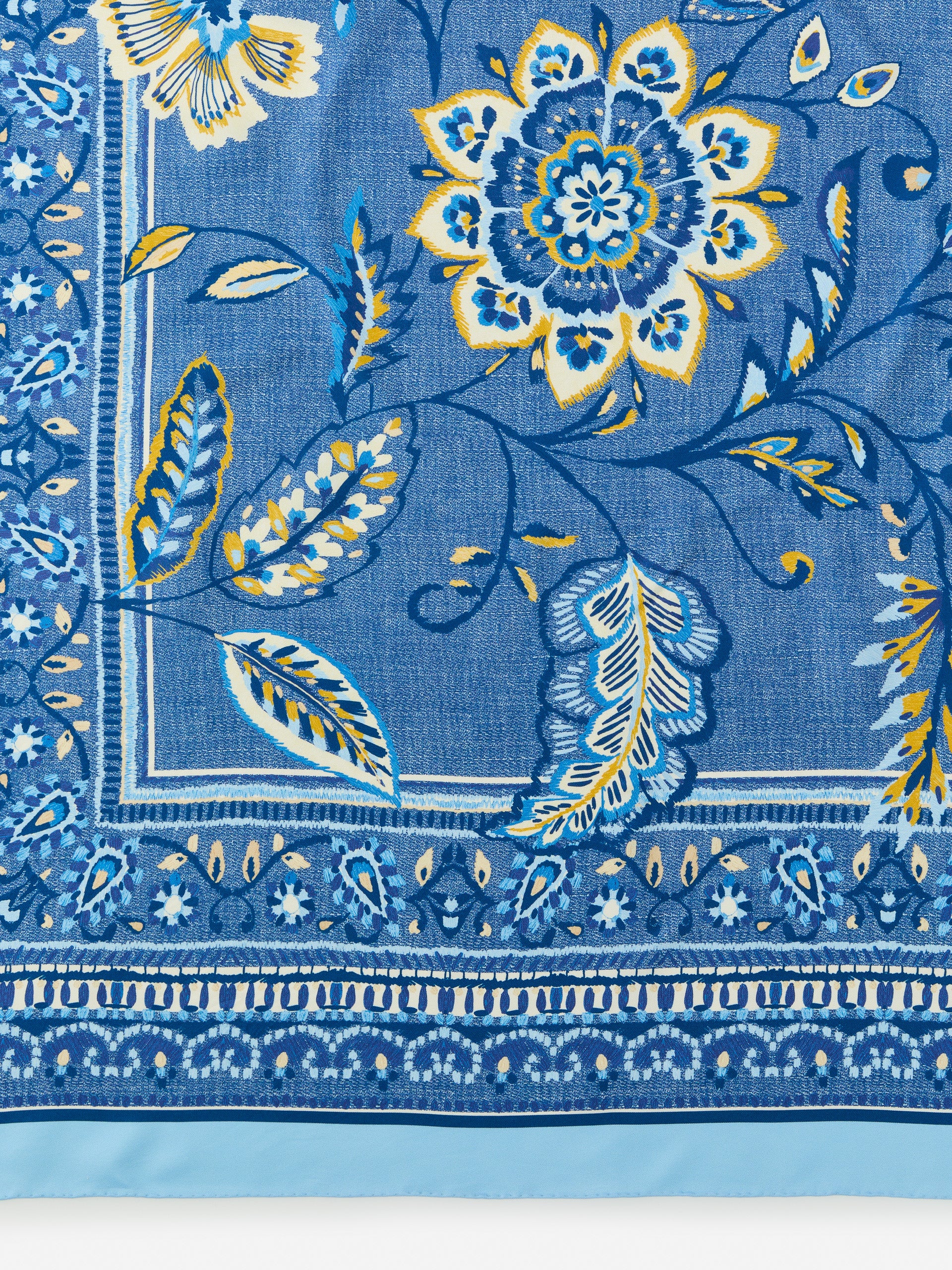 J.McLaughlin Mabel scarf in denim/yellow made with silk.