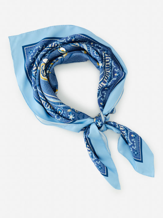 J.McLaughlin Mabel scarf in denim/yellow made with silk.