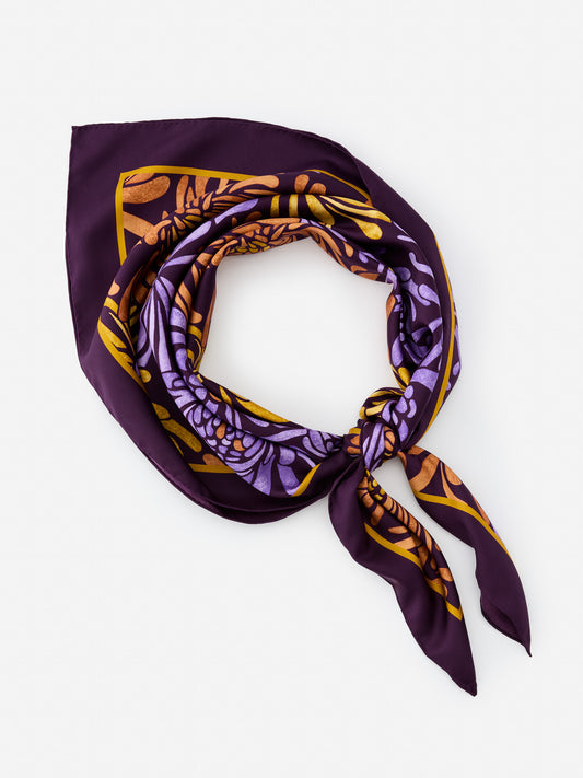 J.McLaughlin Mabel scarf in purple/gold made with silk.