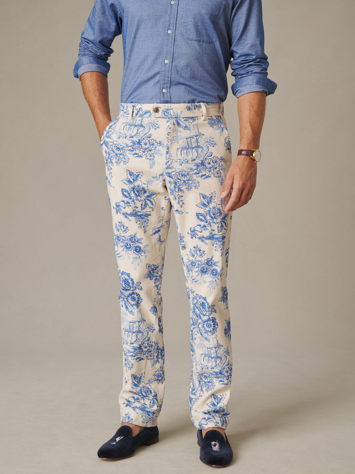 Madison Corduroy Fancy Pants in Antique Toile