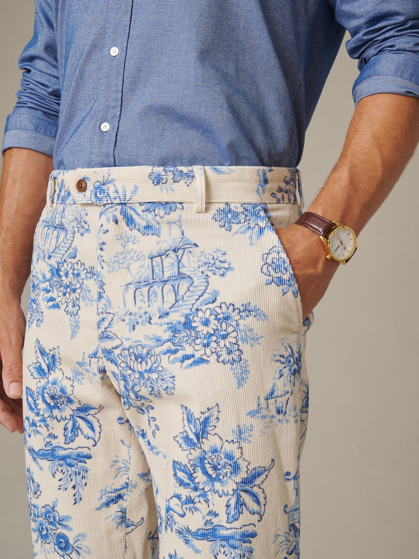 Madison Corduroy Fancy Pants in Antique Toile