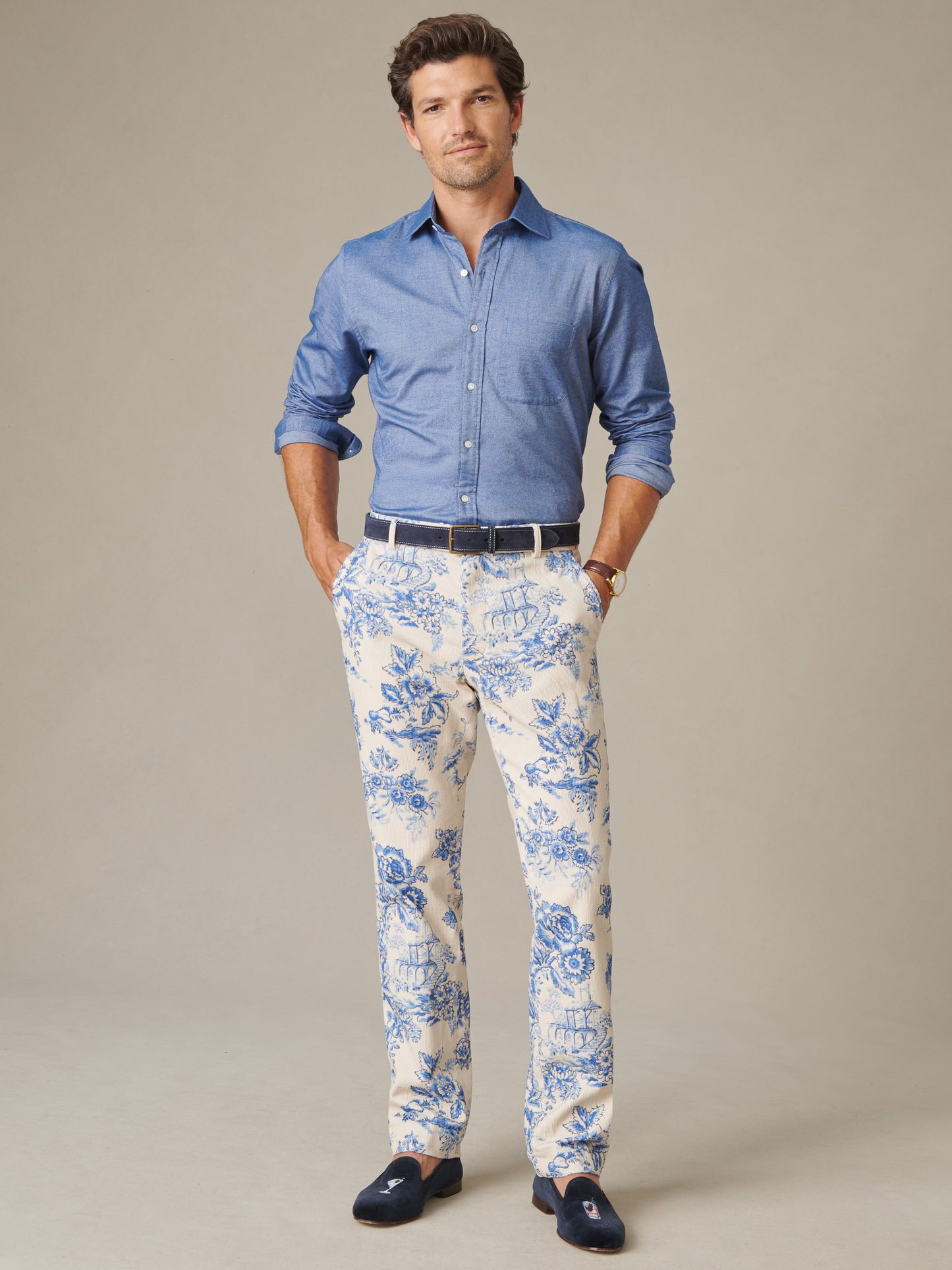 Madison Corduroy Fancy Pants in Antique Toile