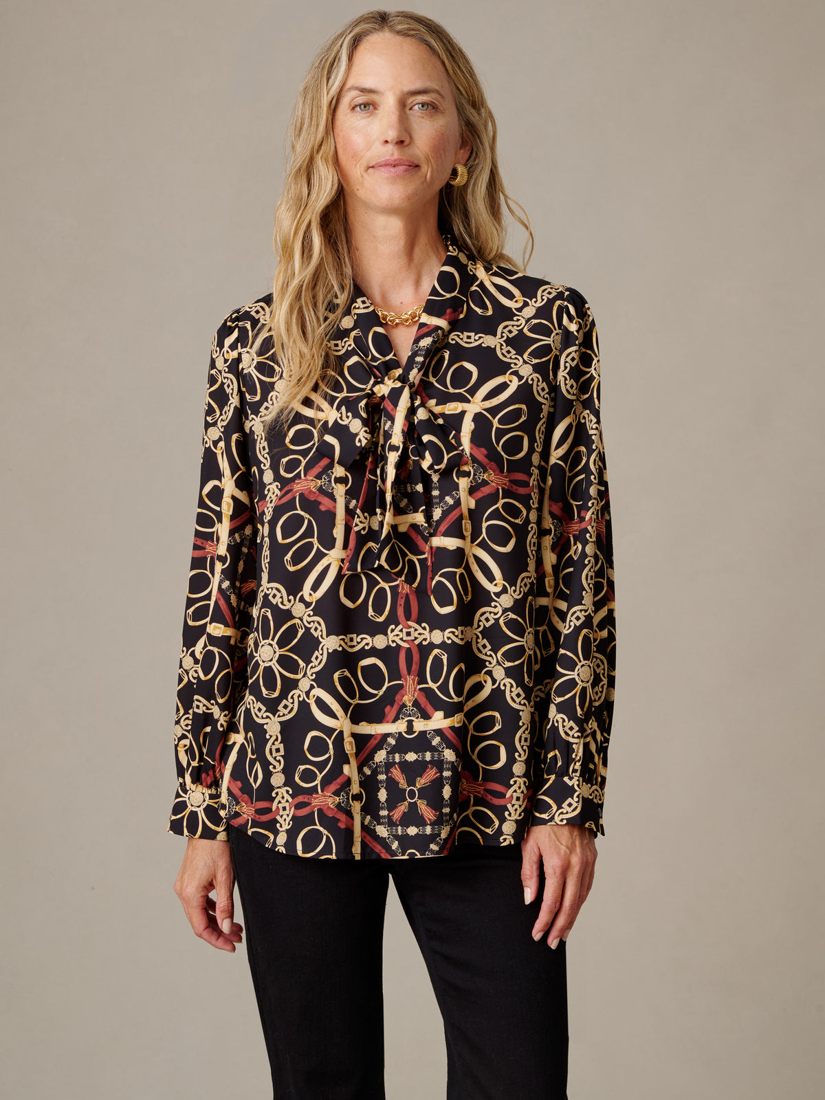 Maeve Silk Blend Blouse in Mini Heraldic Tassel